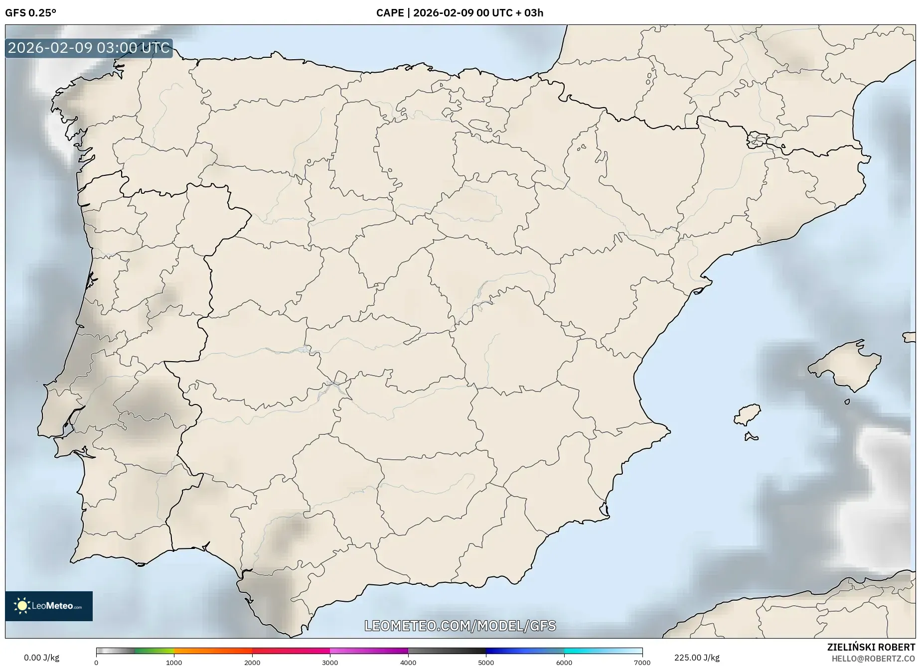 GFS model - Sepanyol, CAPE