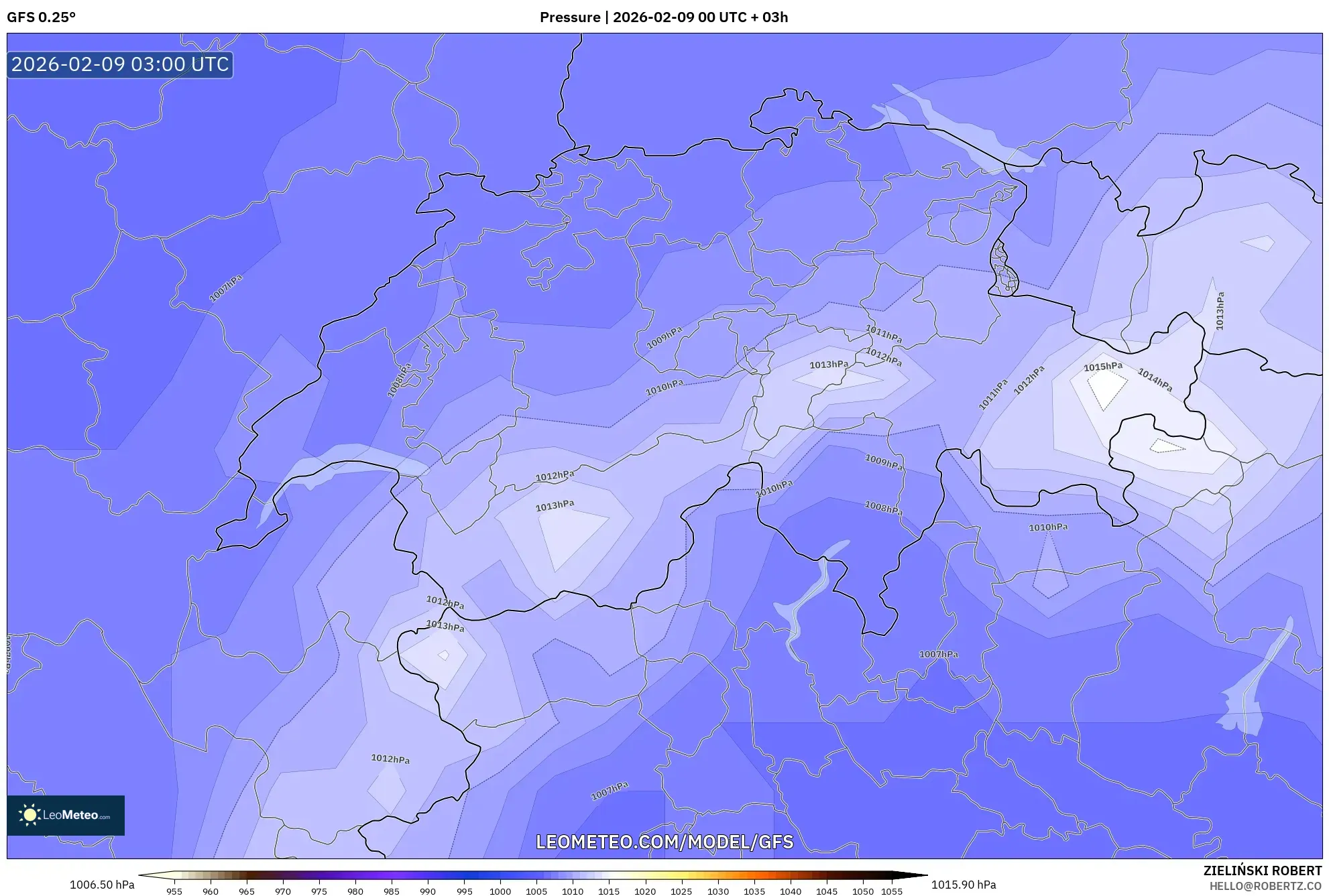 GFS model - Switzerland, Tekanan