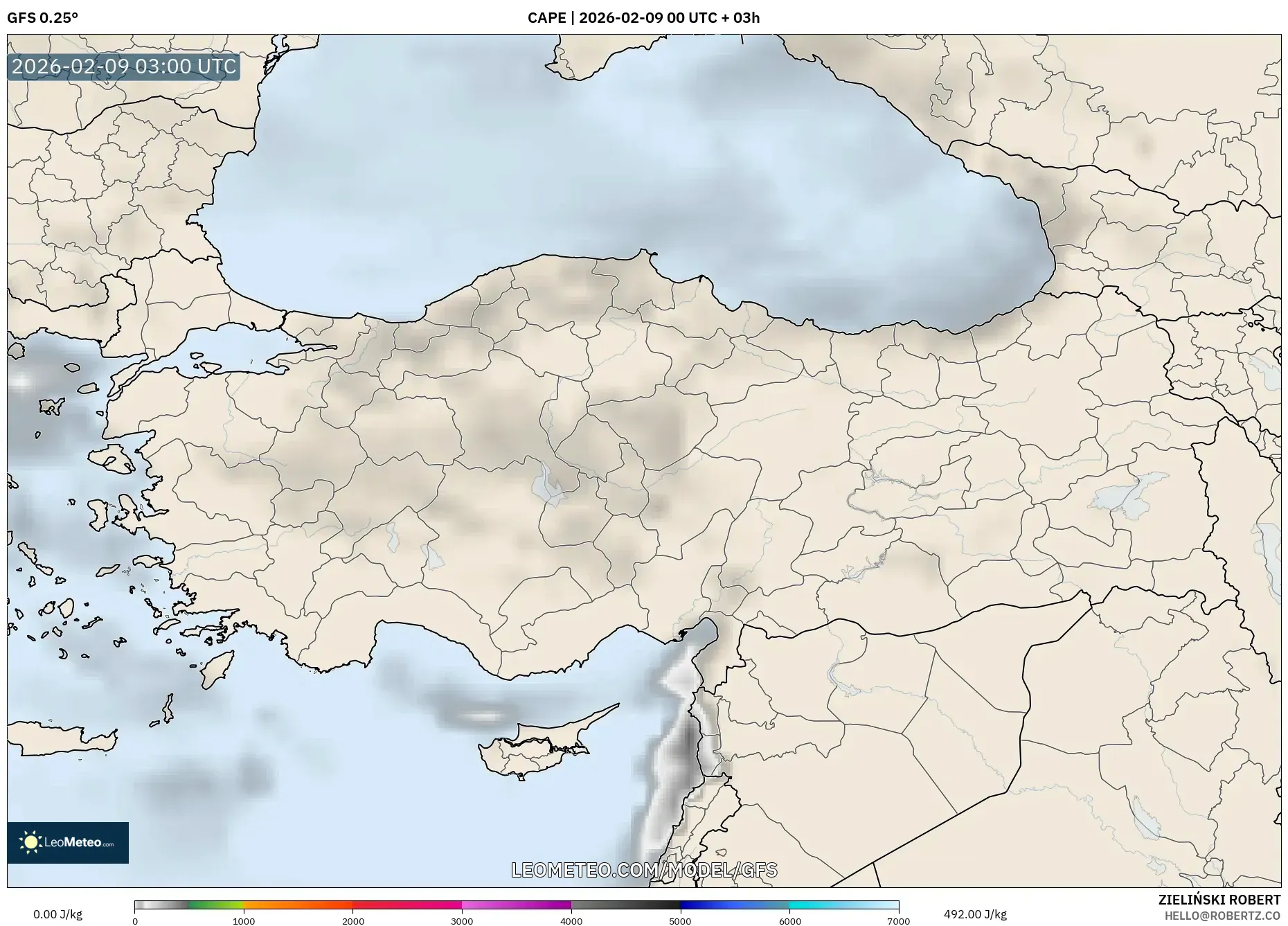 GFS model - Turki, CAPE