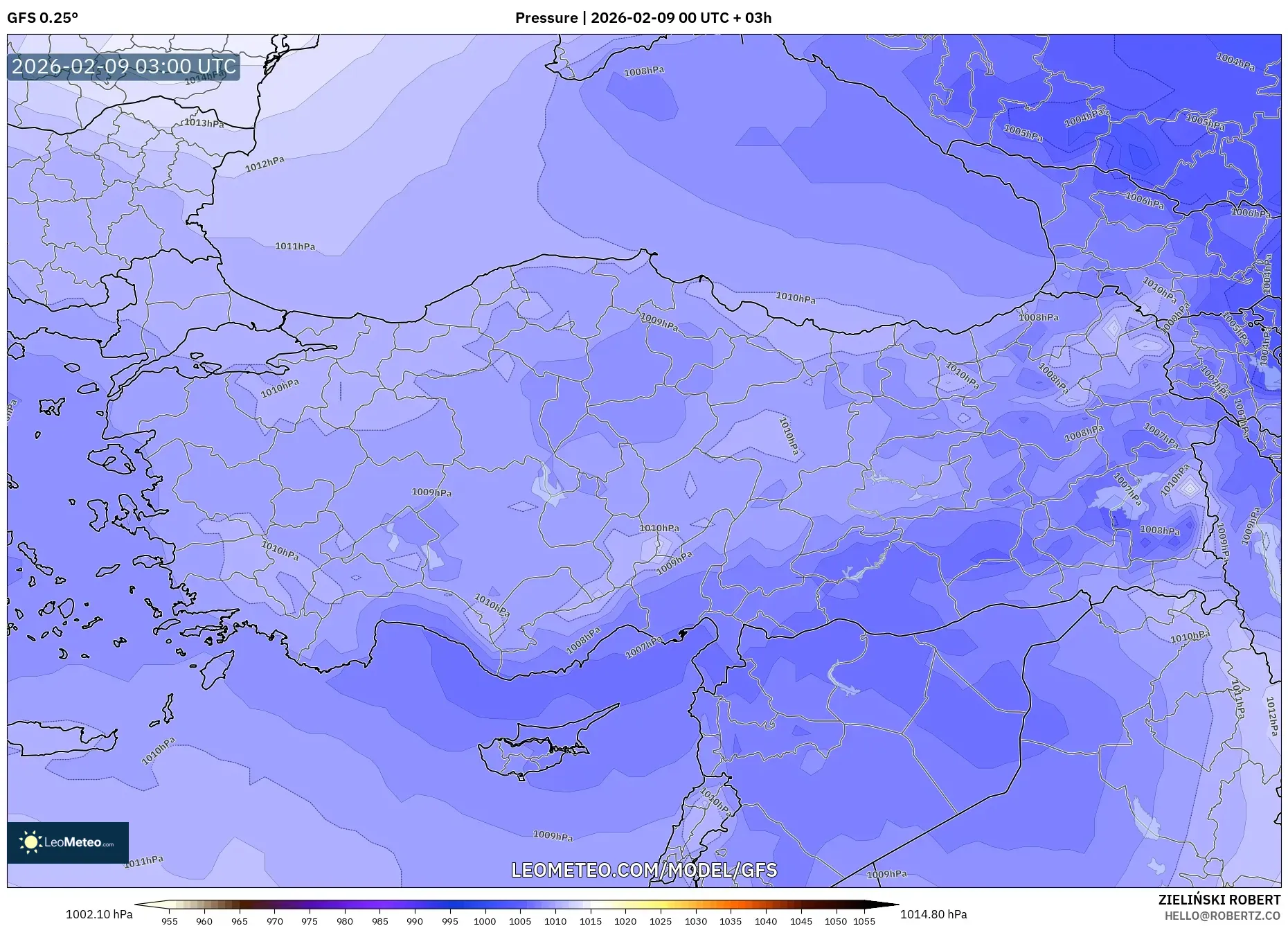 GFS model - Turki, Tekanan