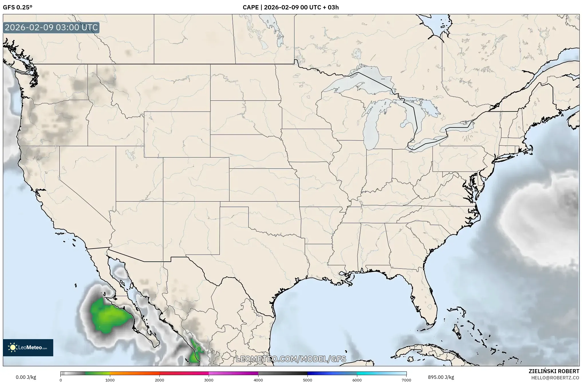 GFS model - Amerika Syarikat, CAPE