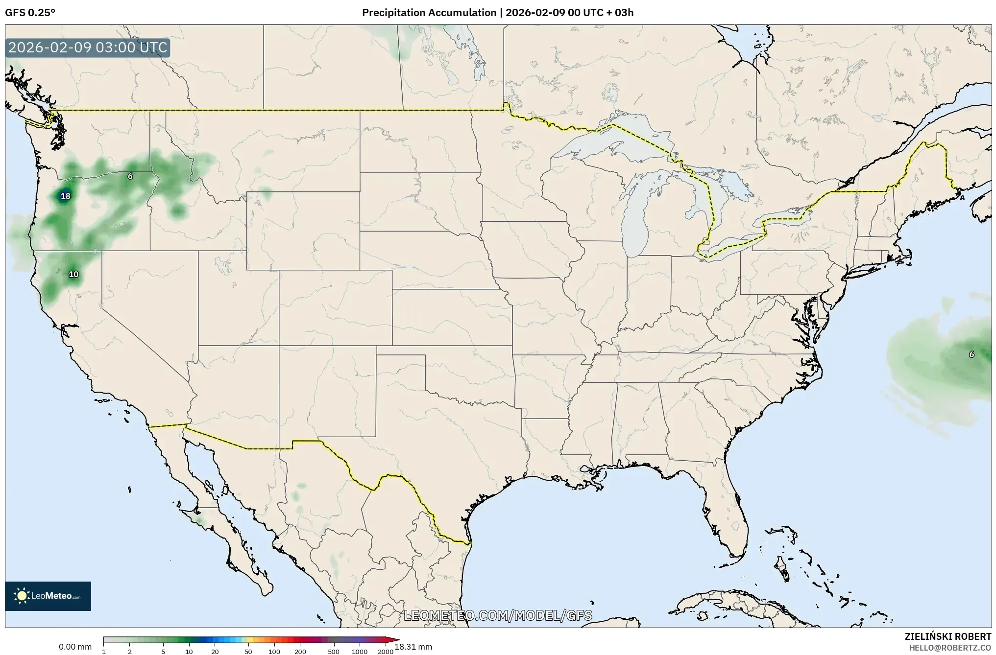 GFS model - Amerika Syarikat, Pengumpulan Hujan