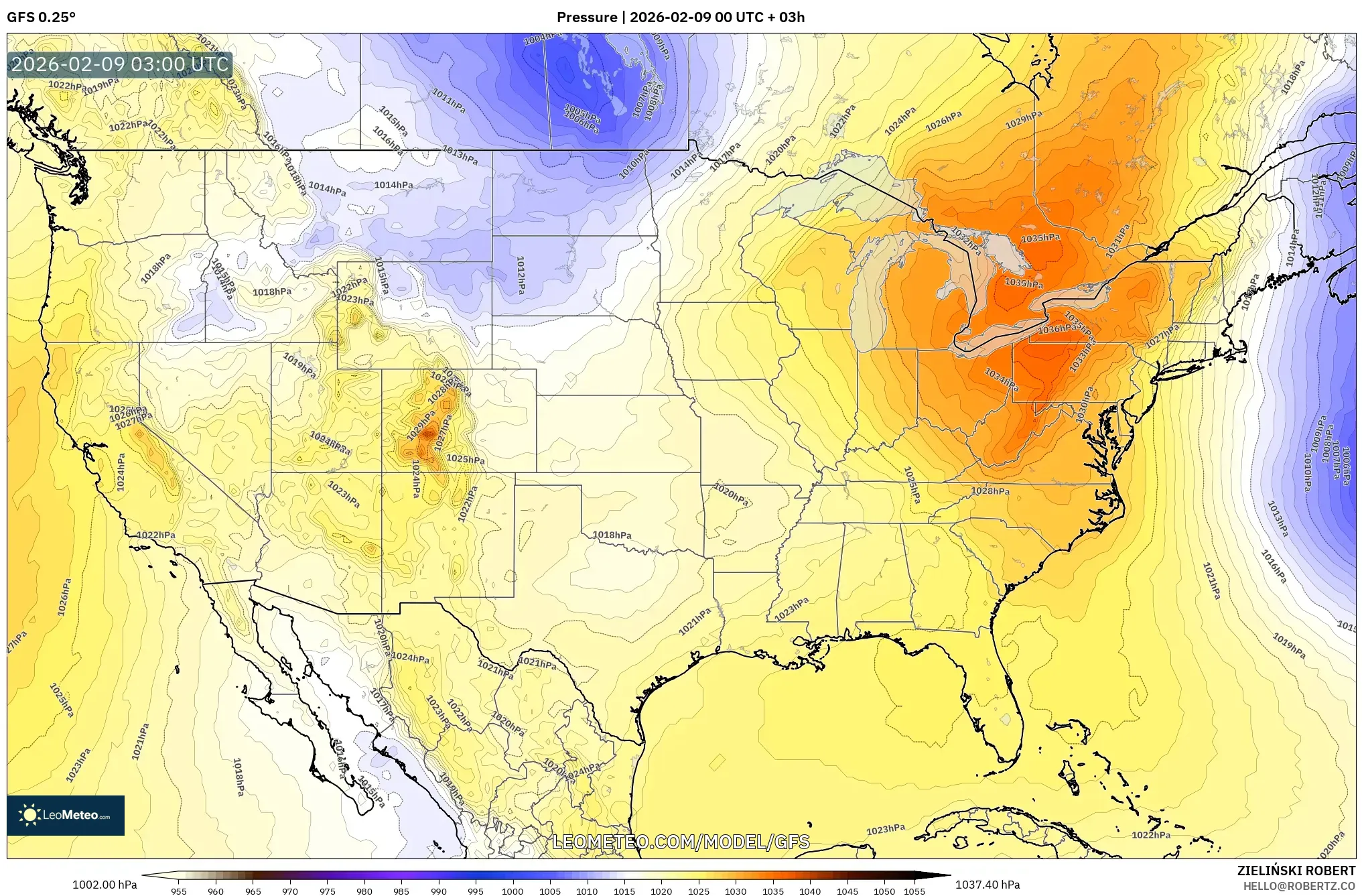 GFS model - Amerika Syarikat, Tekanan