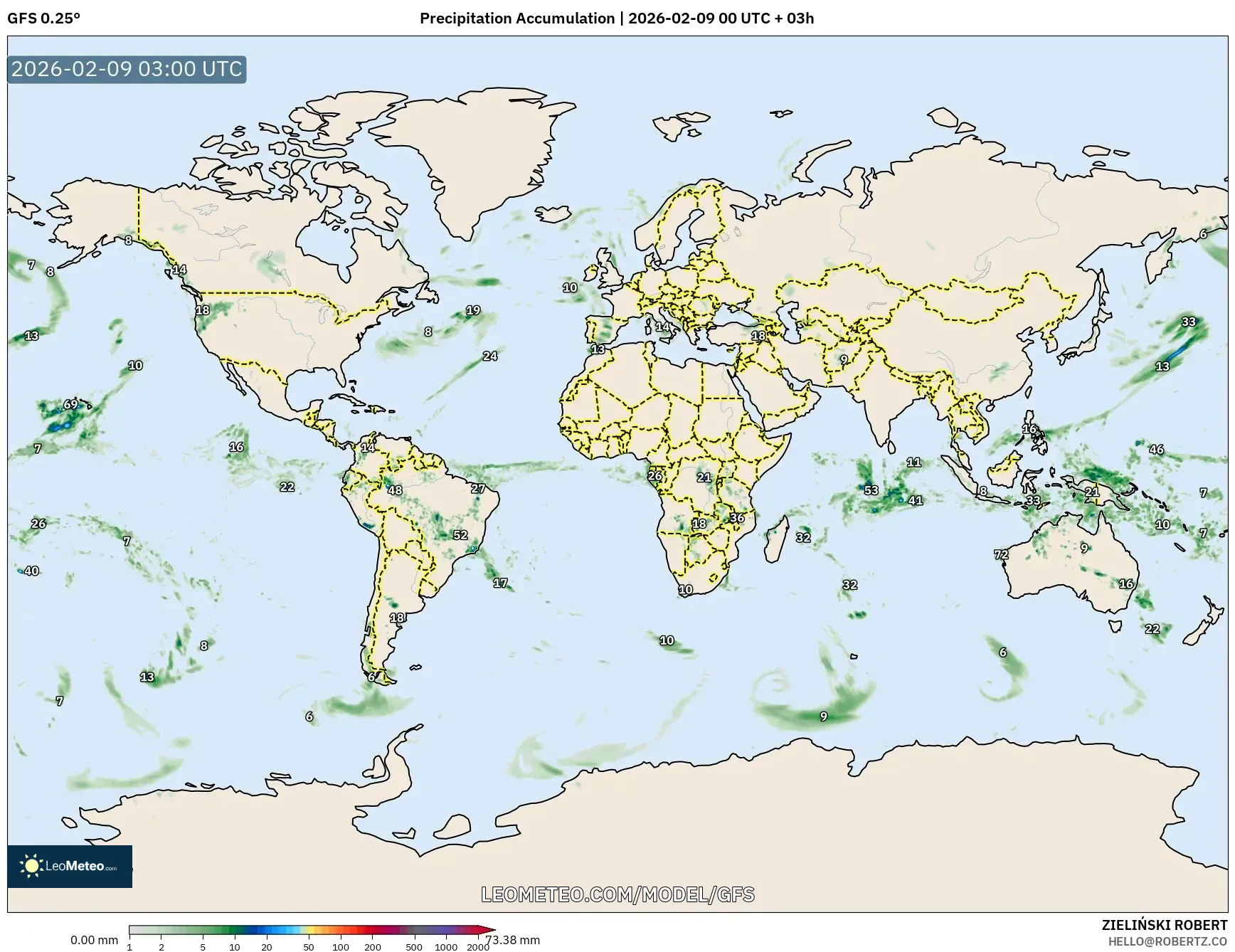 GFS model - Dunia, Pengumpulan Hujan