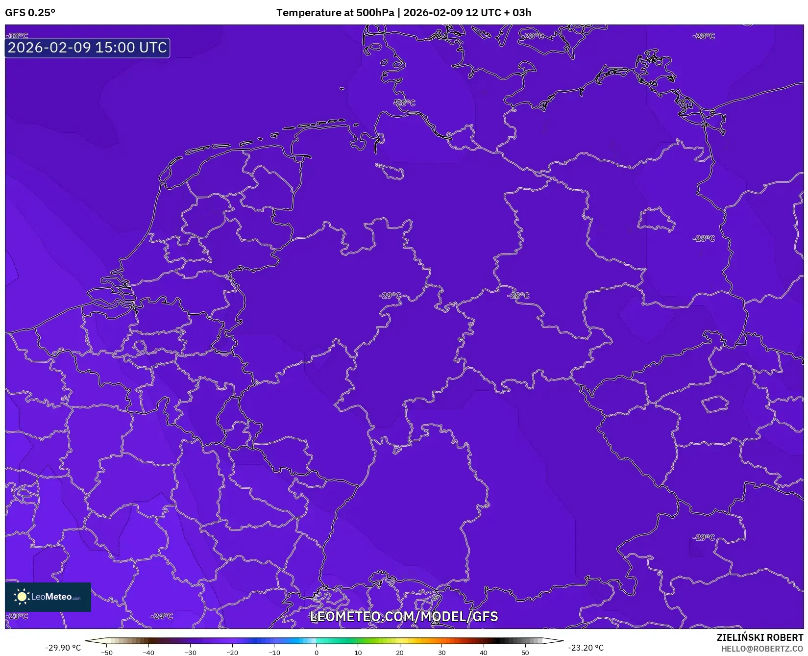 GFS model - Germany, Temperature at 500hPa