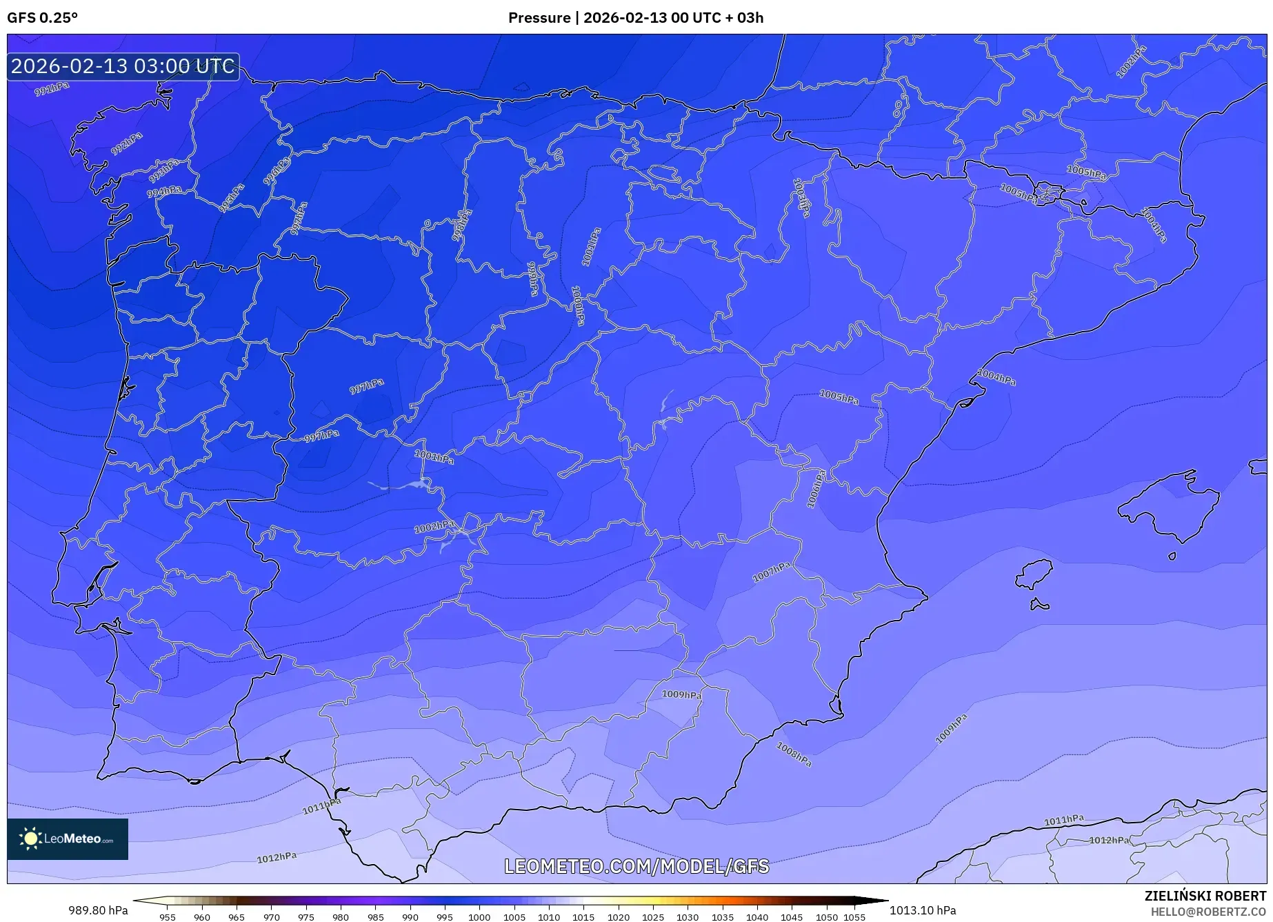 GFS model - Spain, Pressure
