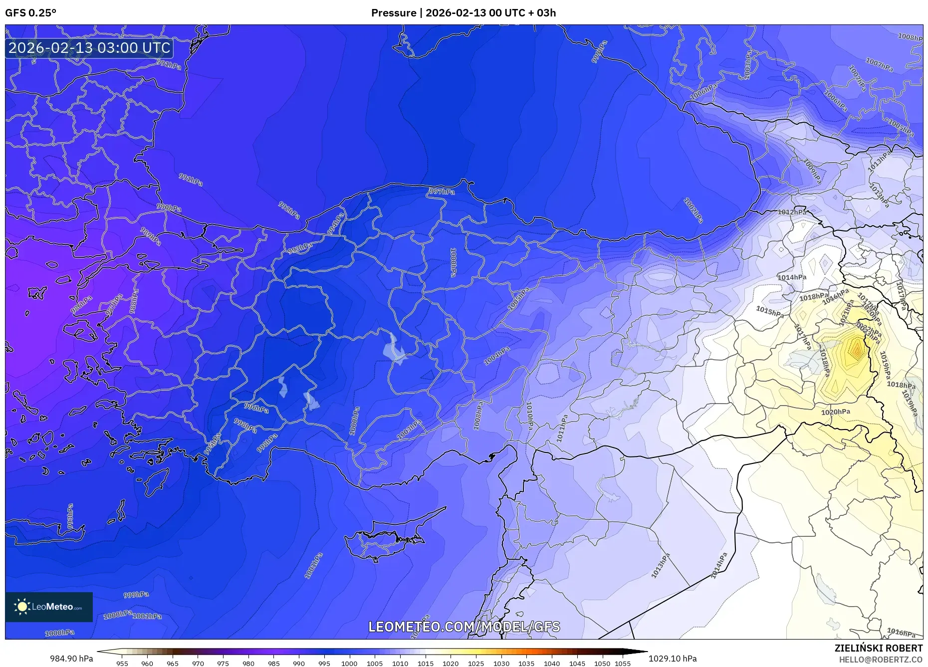 GFS model - Turkey, Pressure