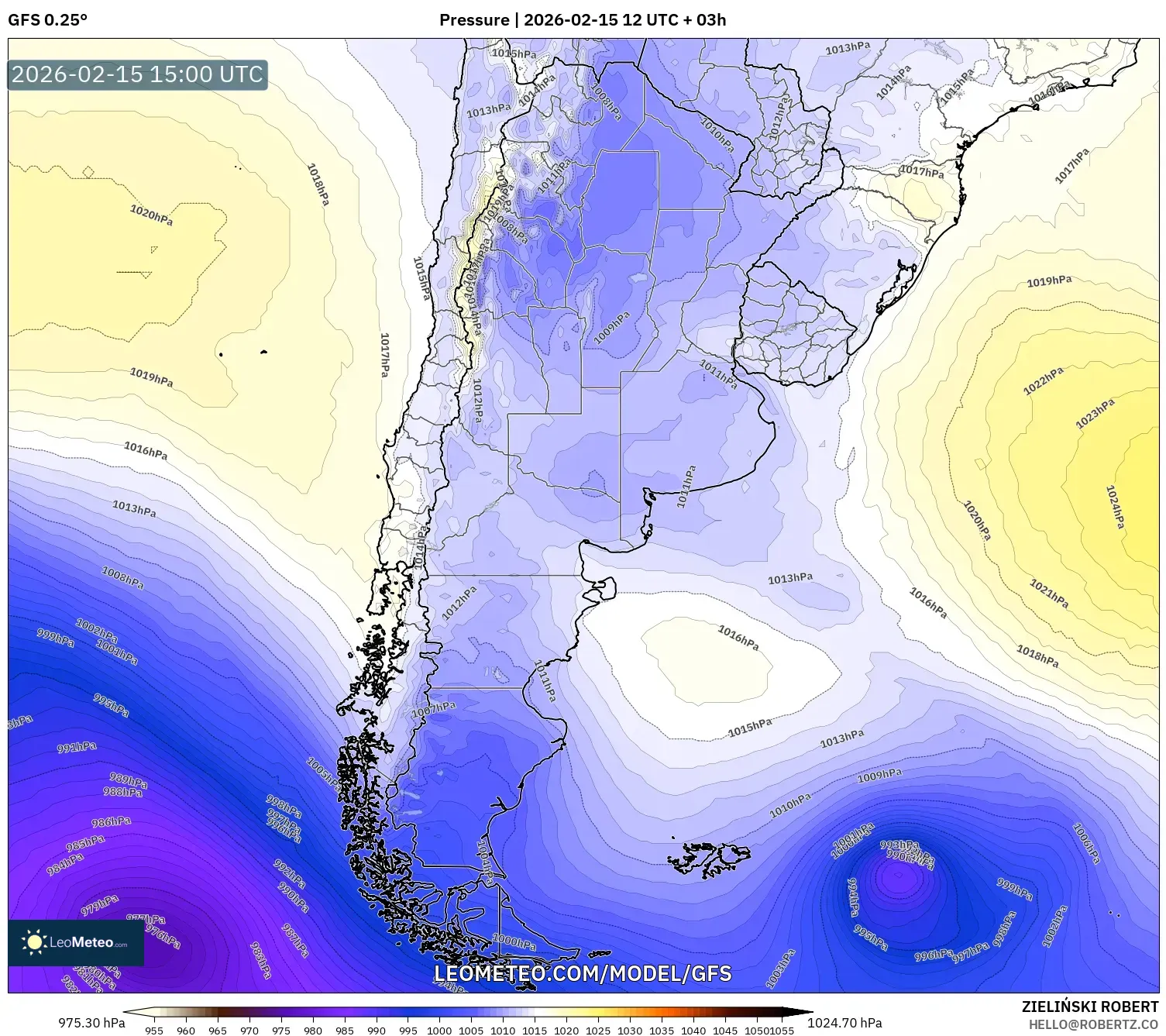 GFS model - Argentina, Pressure
