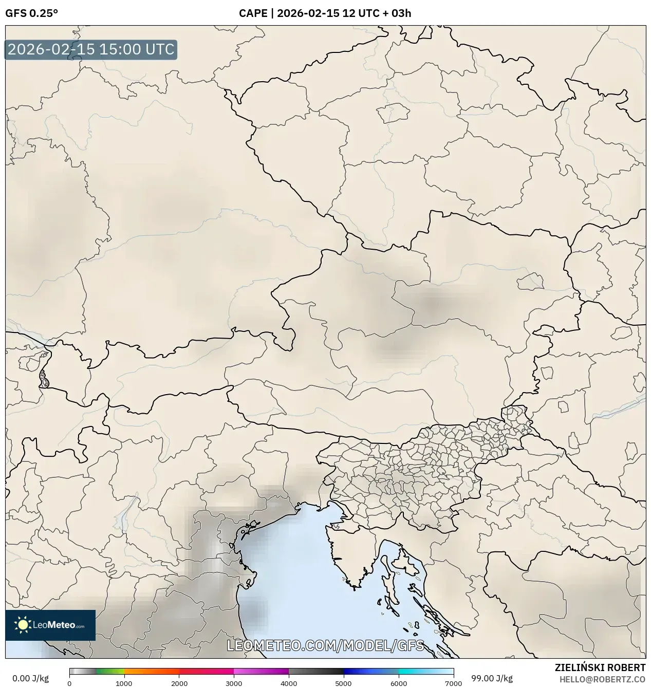 GFS model - Austria, CAPE