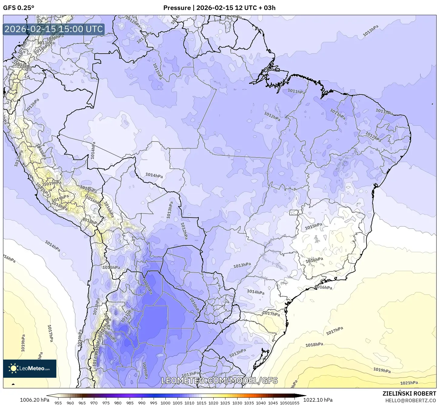 GFS model - Brazil, Pressure