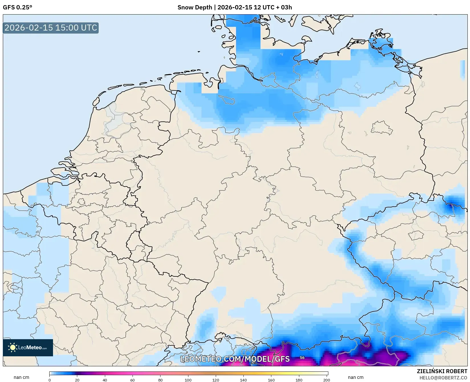 GFS model - Germany, Snow Depth