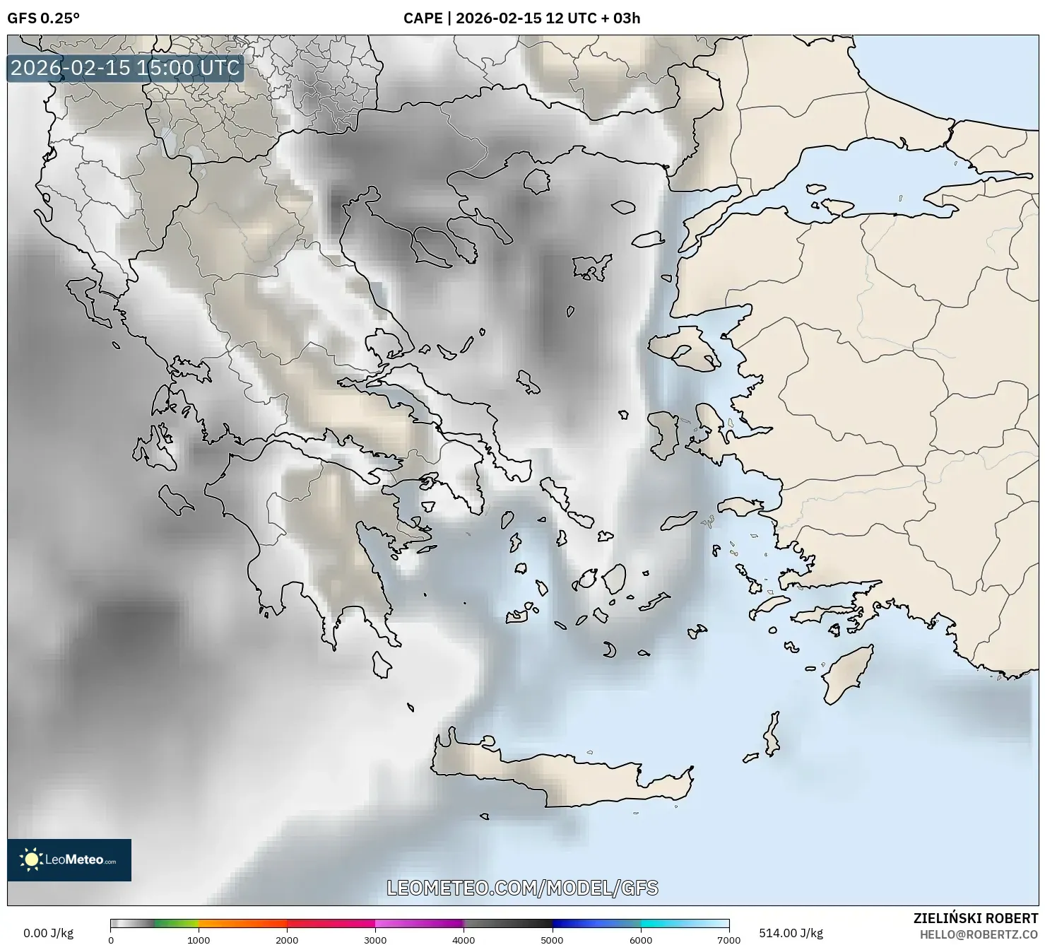 GFS model - Greece, CAPE