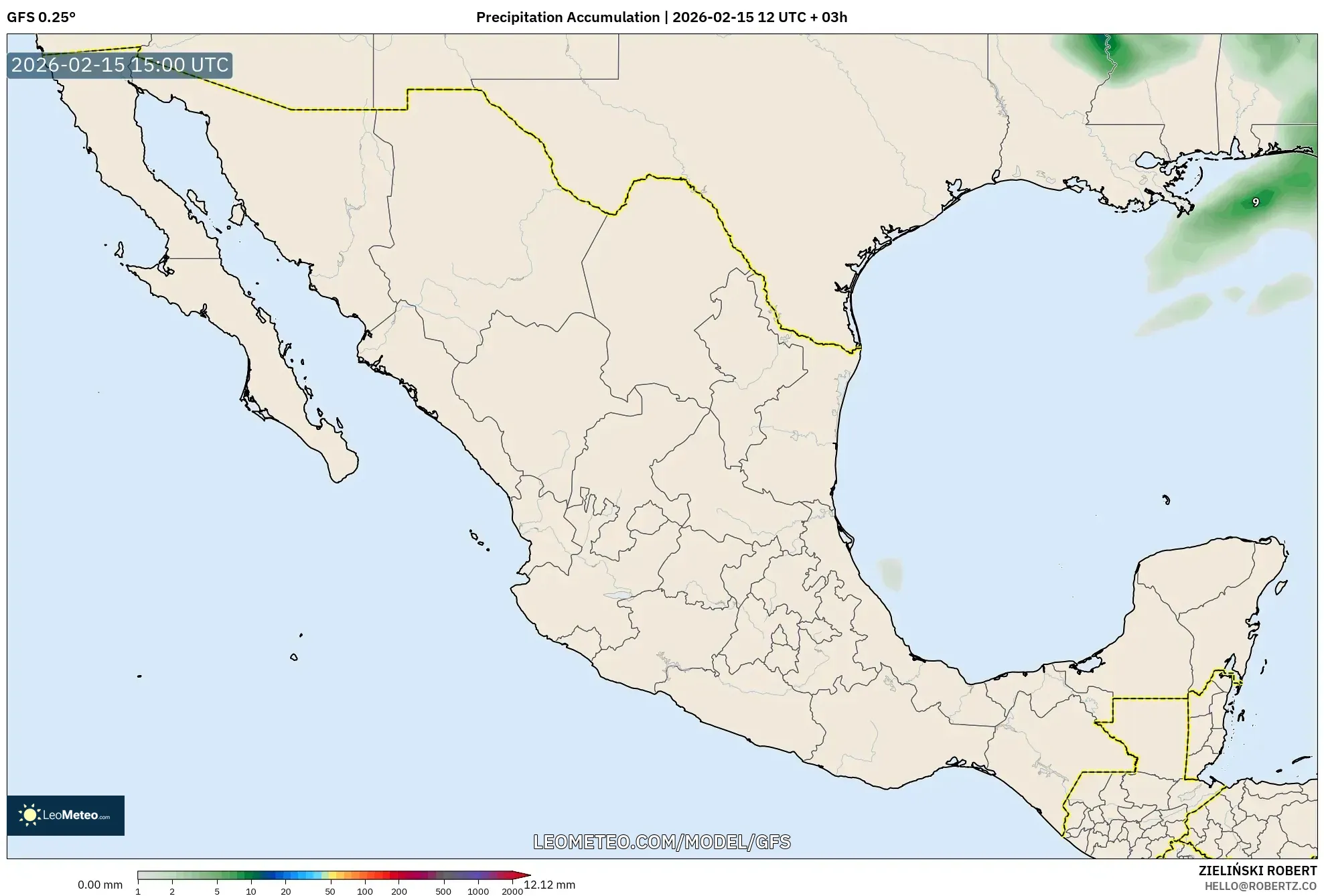 GFS model - Mexico, Precipitation Accumulation