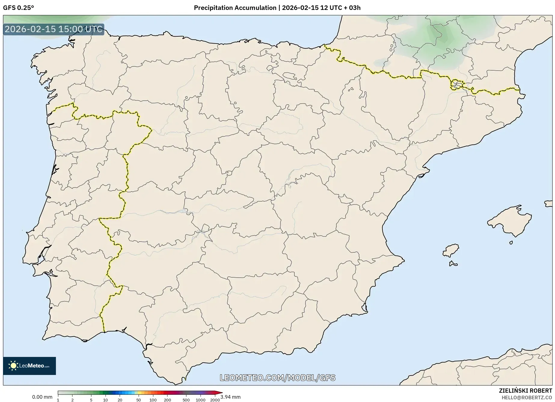 GFS model - Spain, Precipitation Accumulation