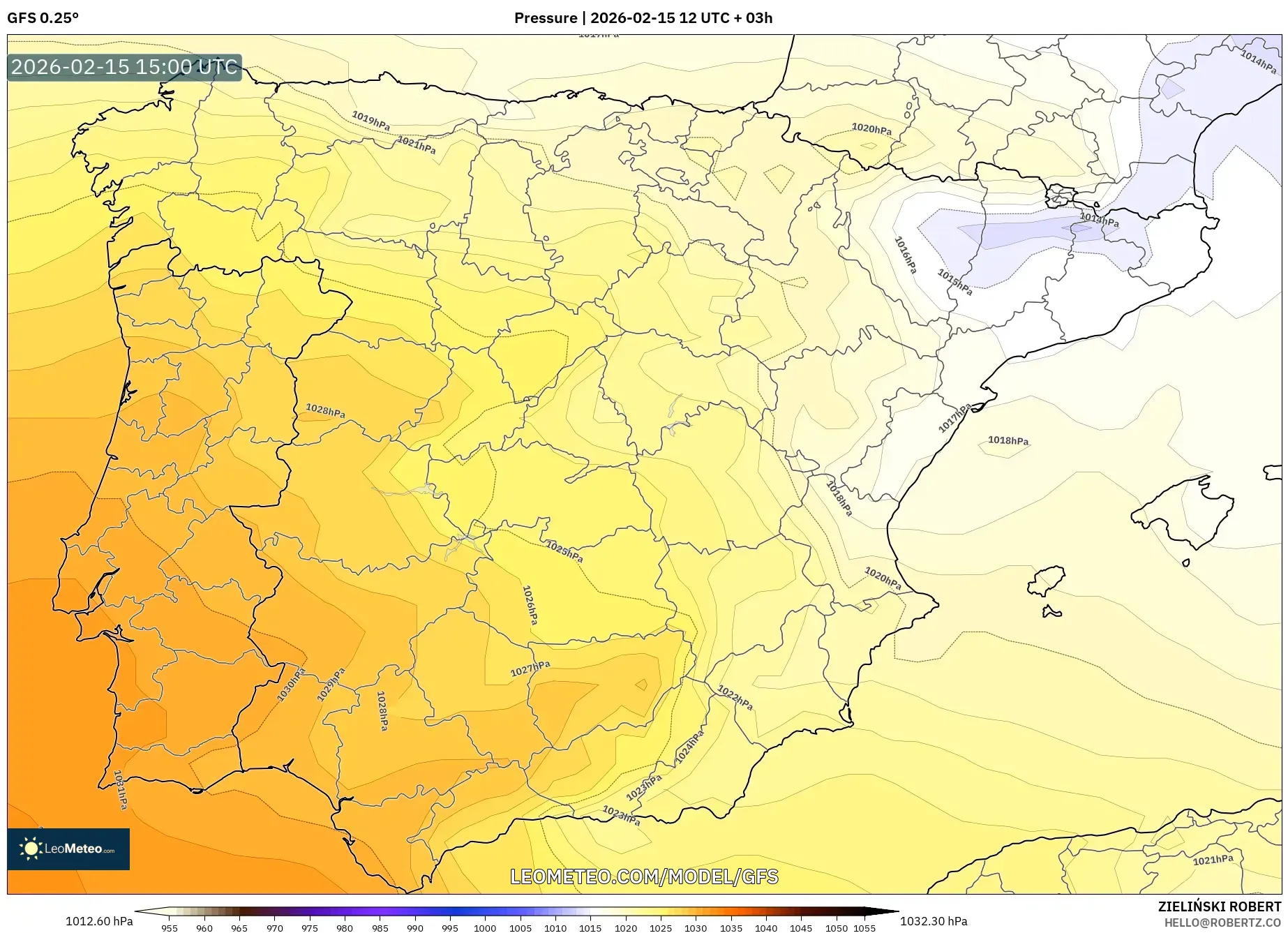 GFS model - Spain, Pressure