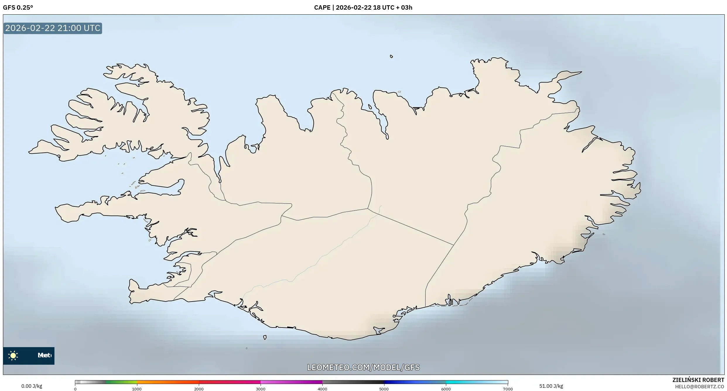 GFS model - Iceland, CAPE