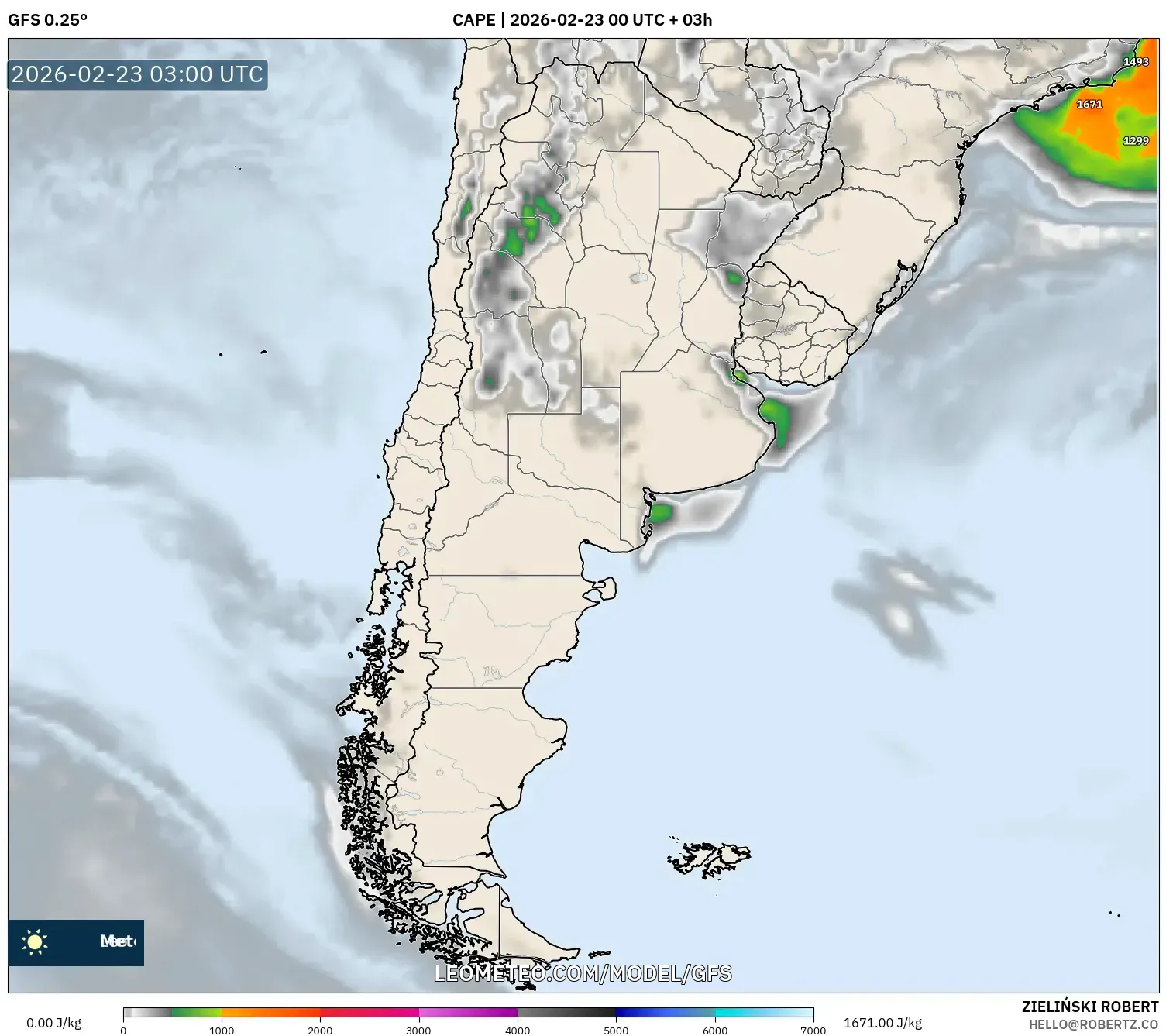 GFS model - الأرجنتين, CAPE