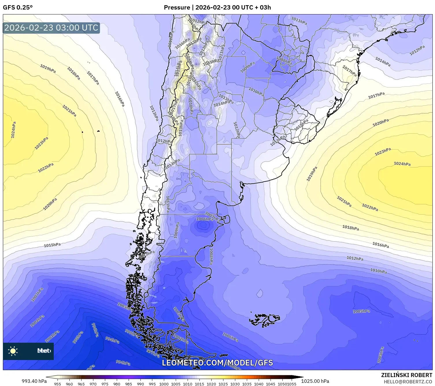 GFS model - الأرجنتين, الضغط