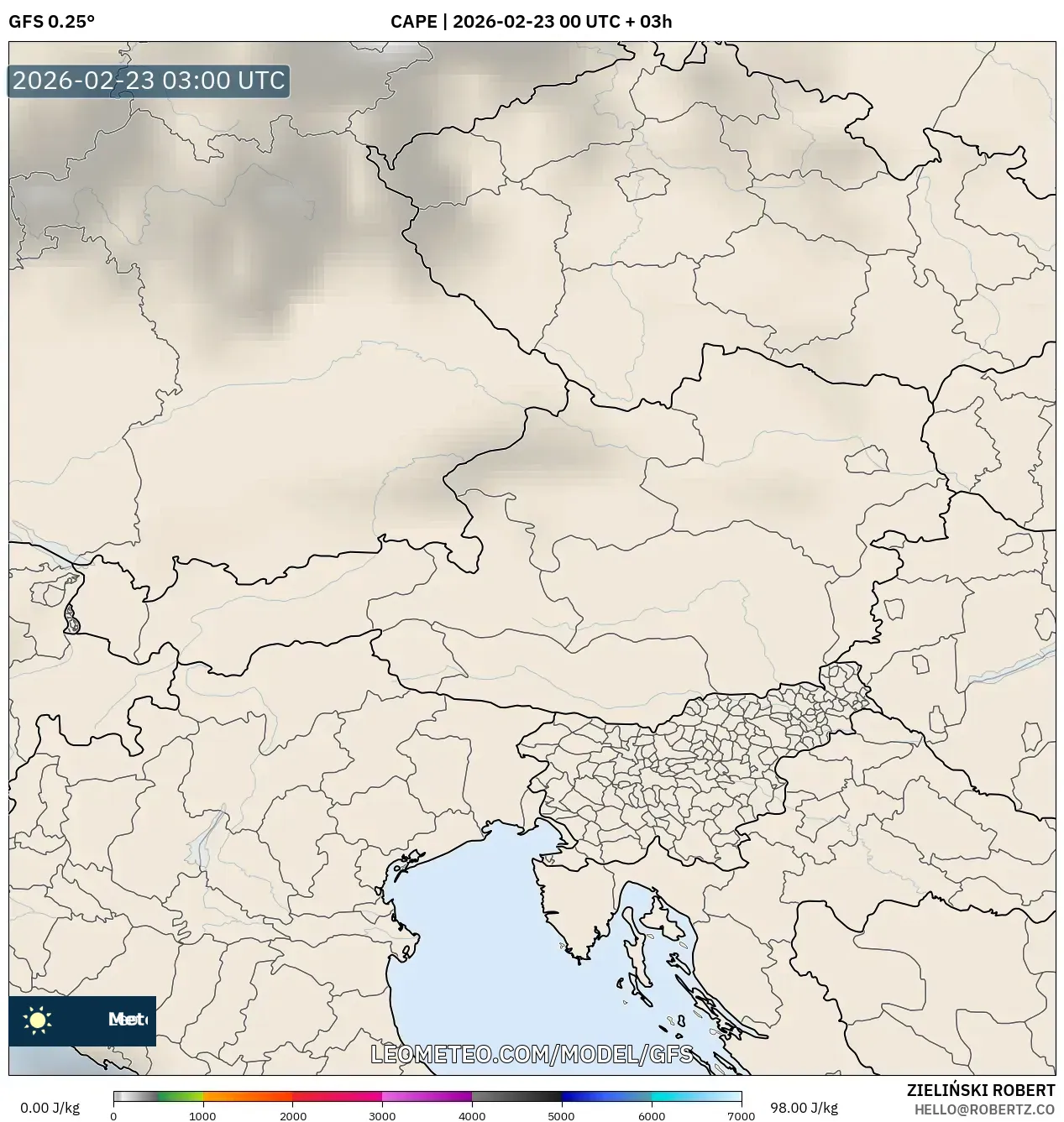 GFS model - النمسا, CAPE
