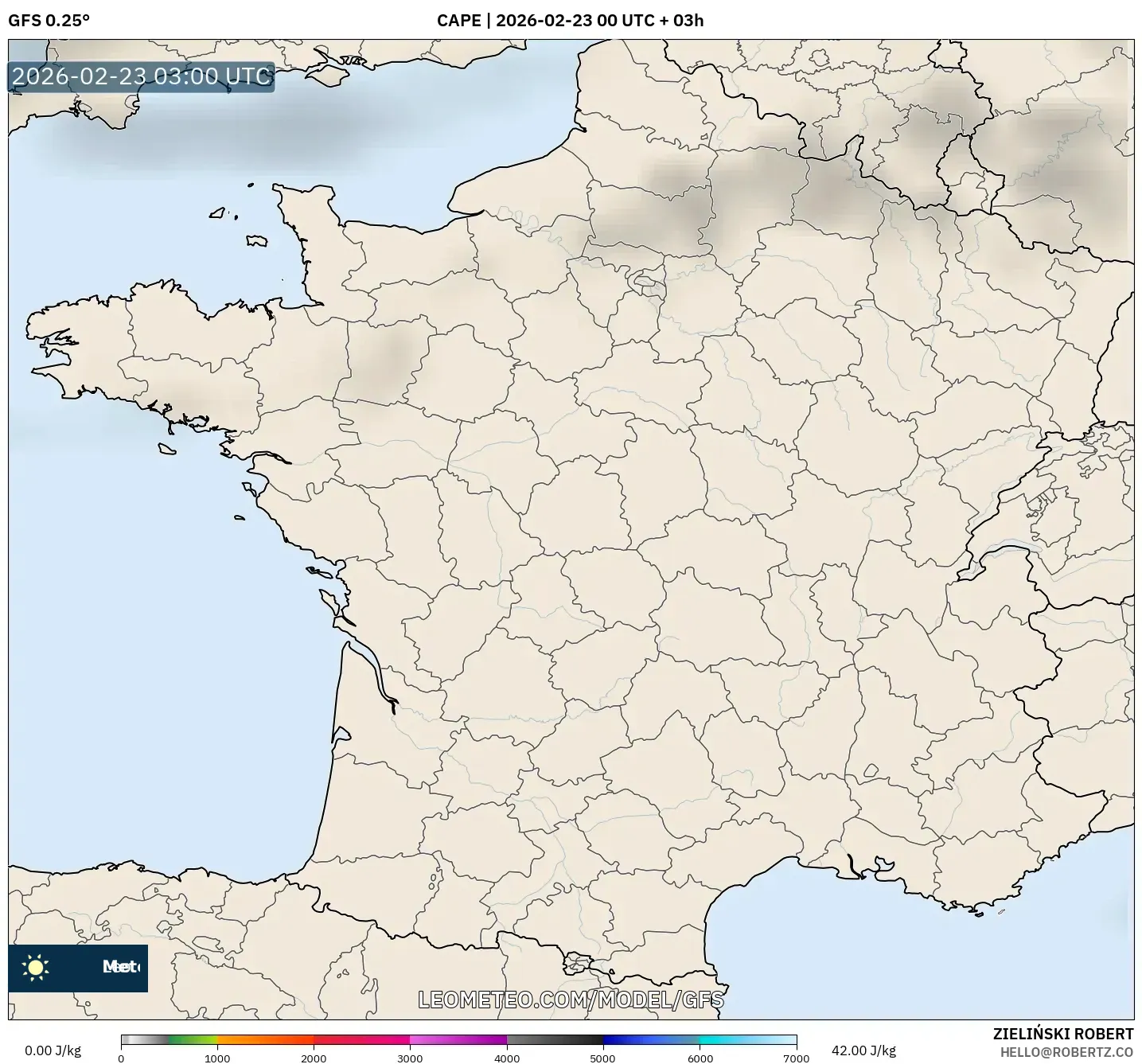GFS model - فرنسا, CAPE