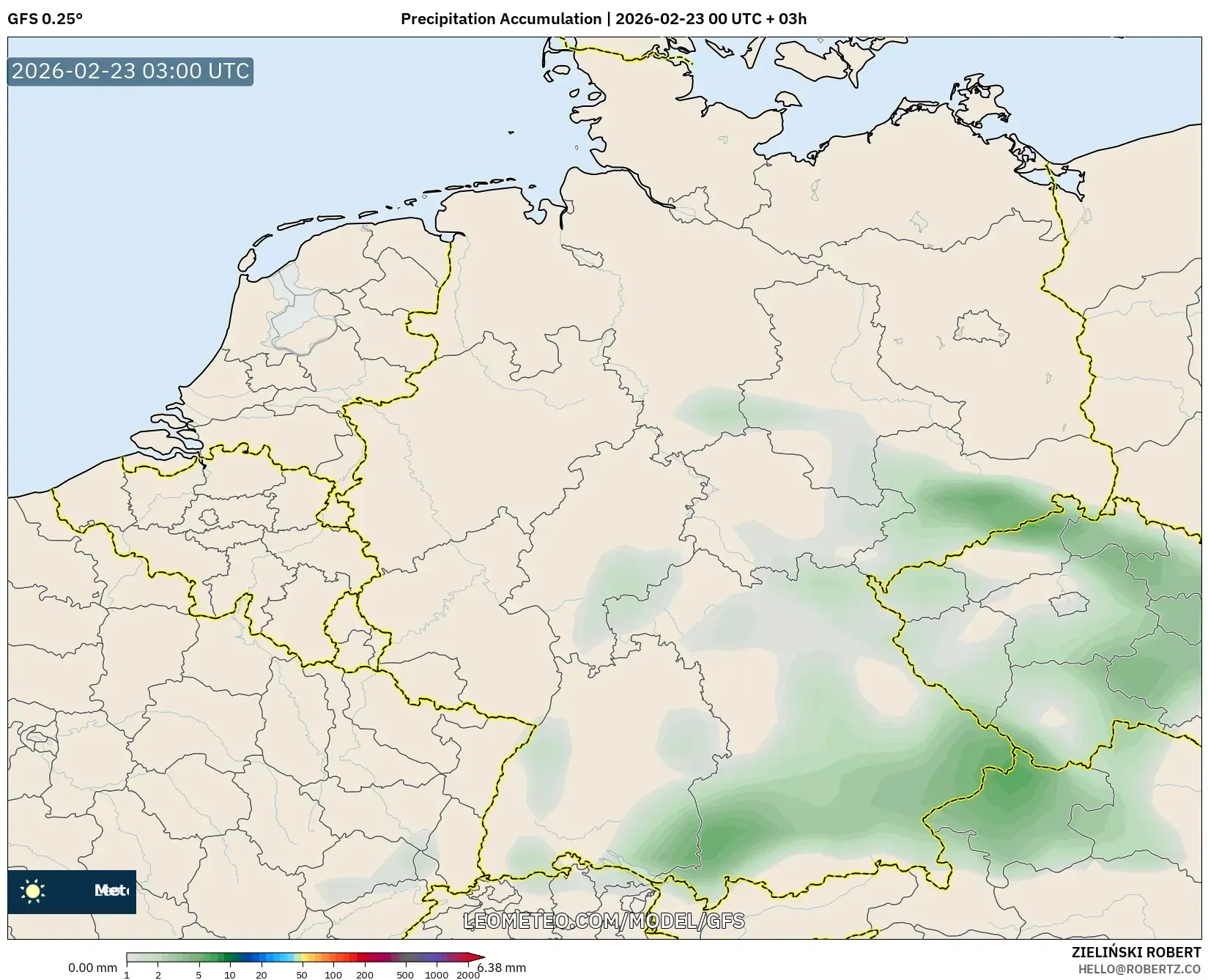 GFS model - ألمانيا, تراكم الهطول