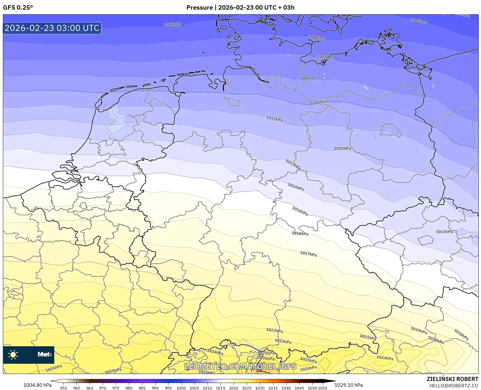 GFS model - ألمانيا, الضغط