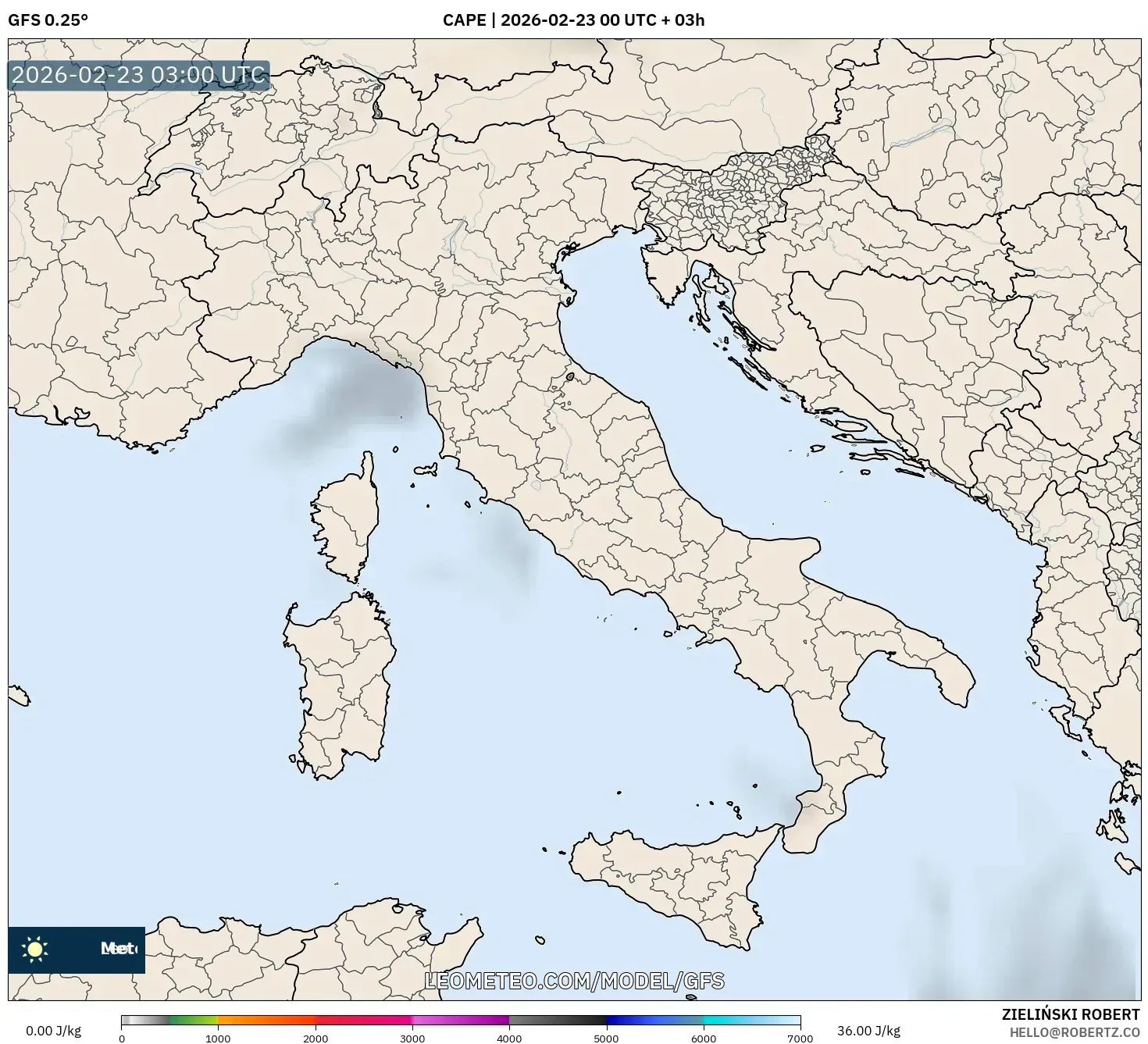 GFS model - إيطاليا, CAPE