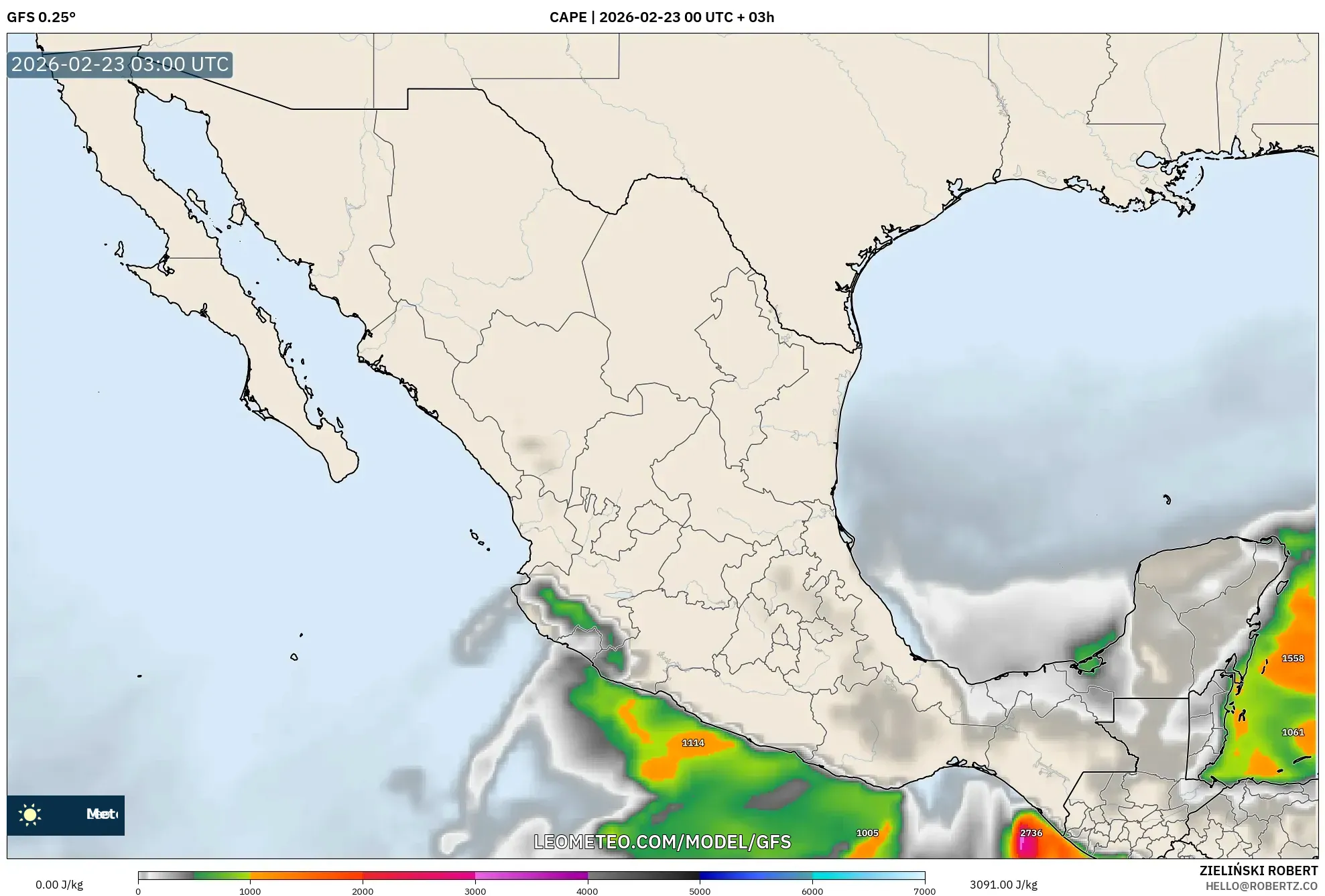 GFS model - المكسيك, CAPE
