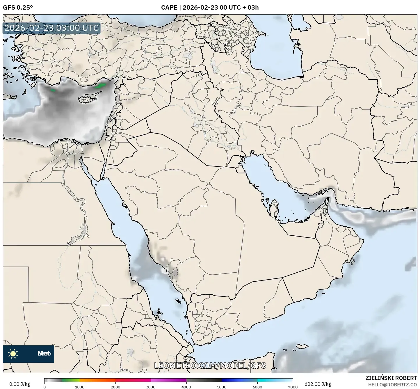 GFS model - الشرق الأوسط, CAPE