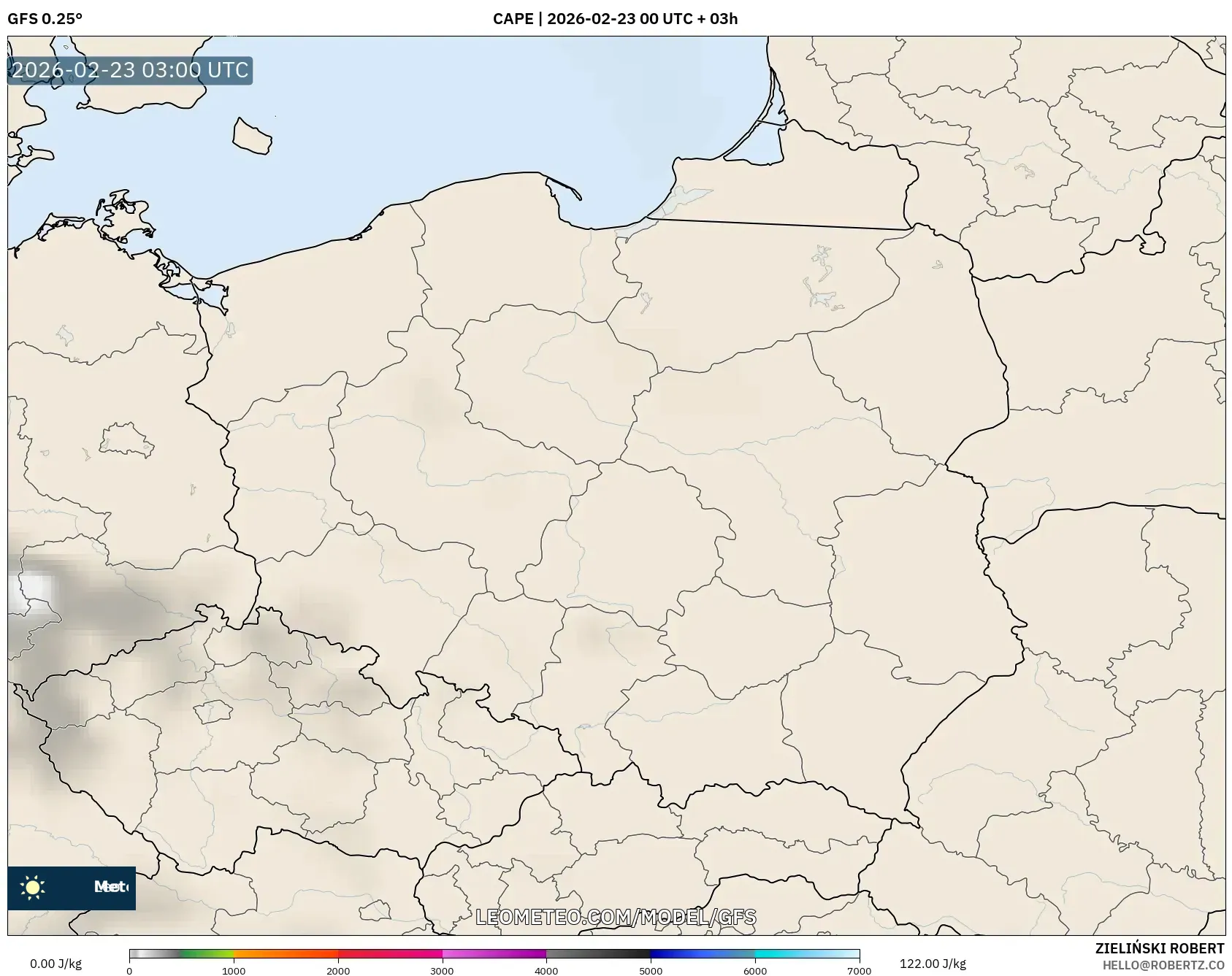 GFS model - بولندا, CAPE