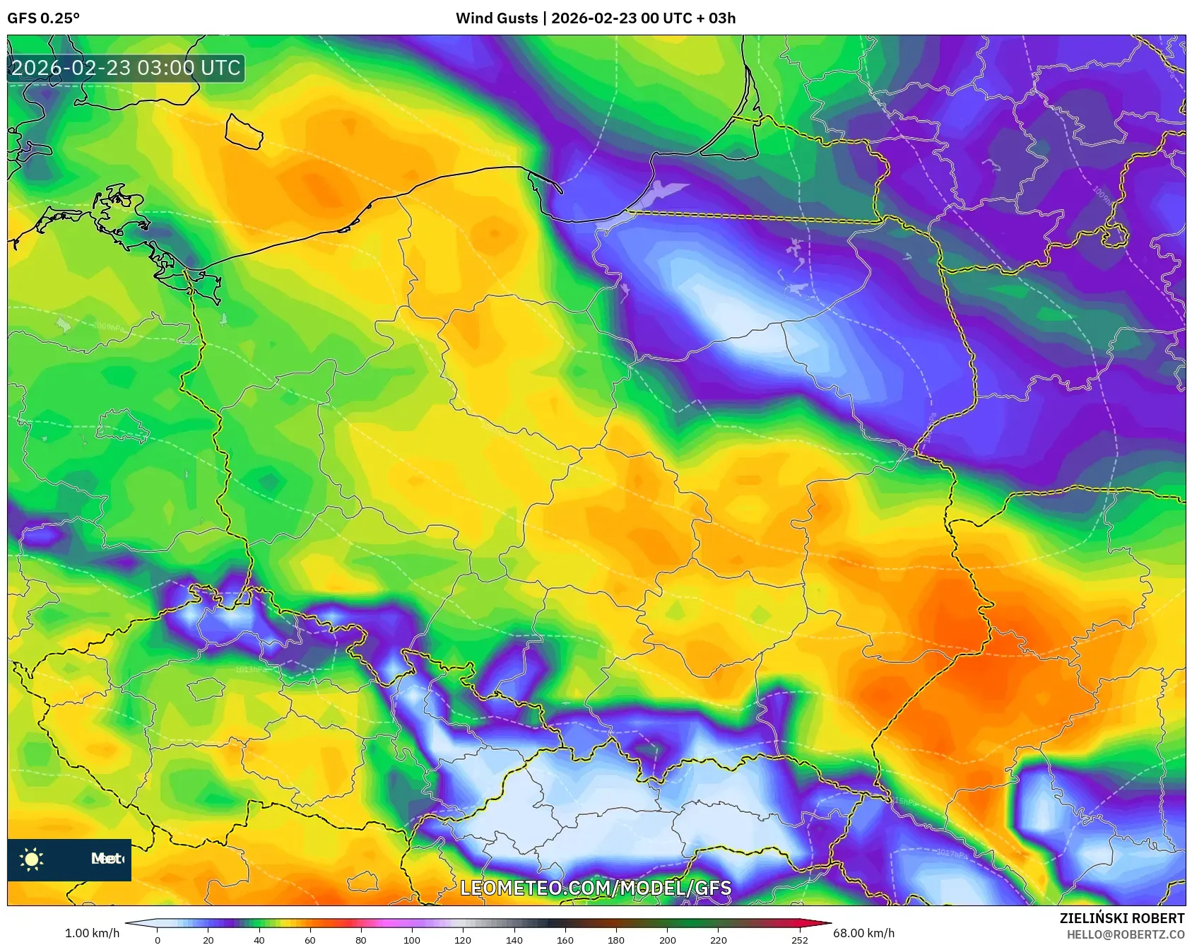 GFS model - بولندا, هبات الرياح