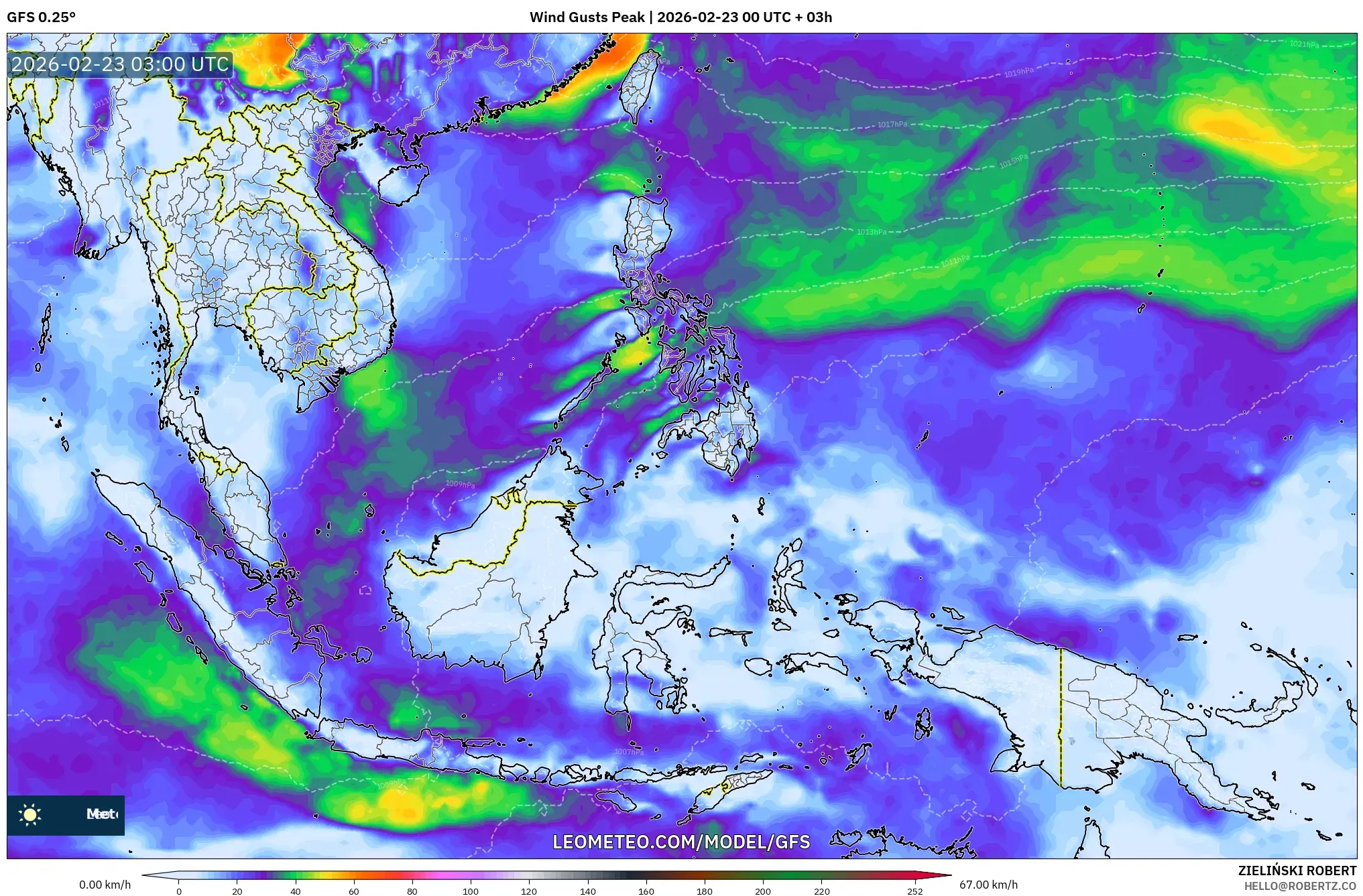 GFS model - جنوب شرق آسيا, أقصى هبة