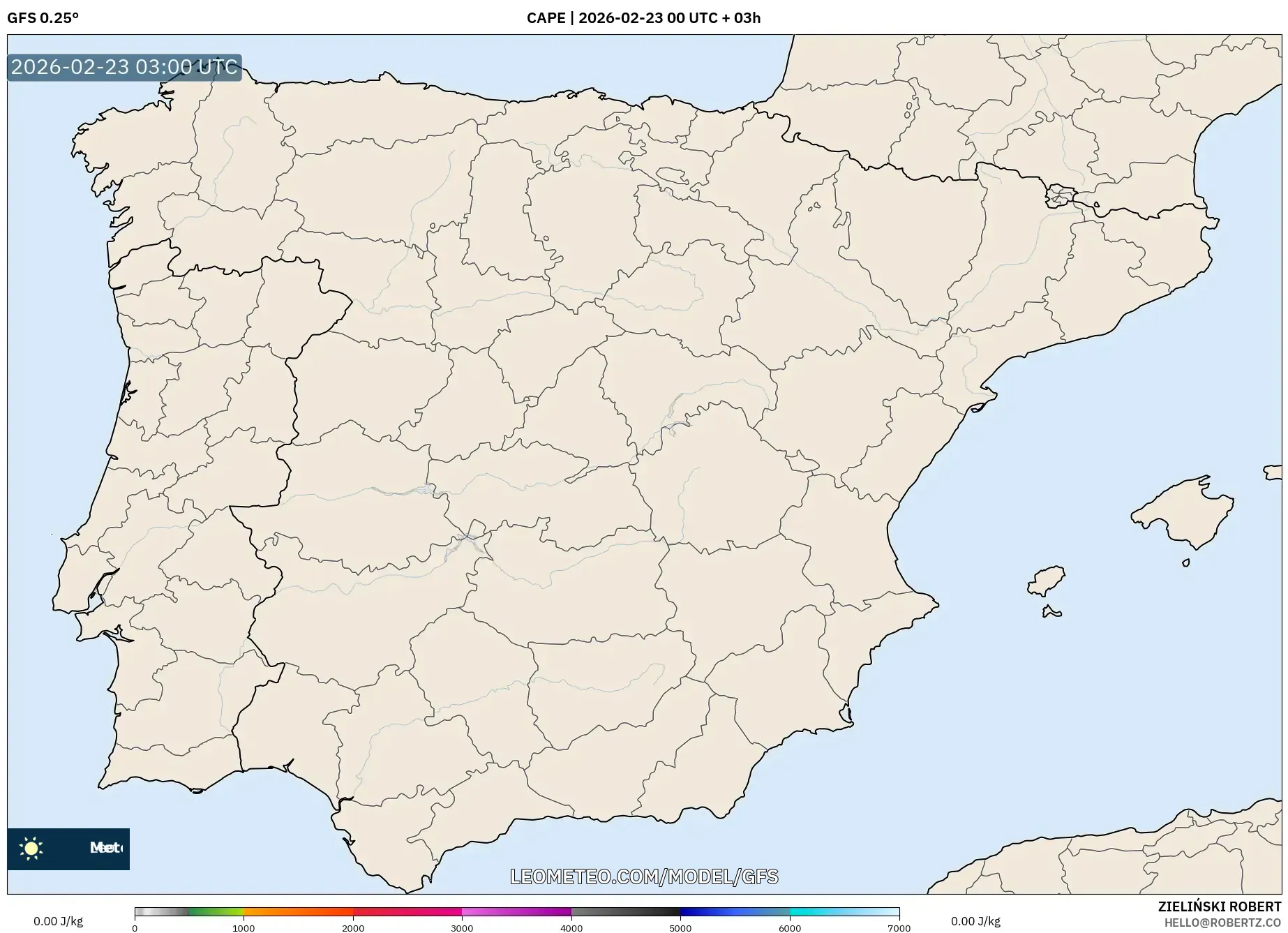 GFS model - إسبانيا, CAPE