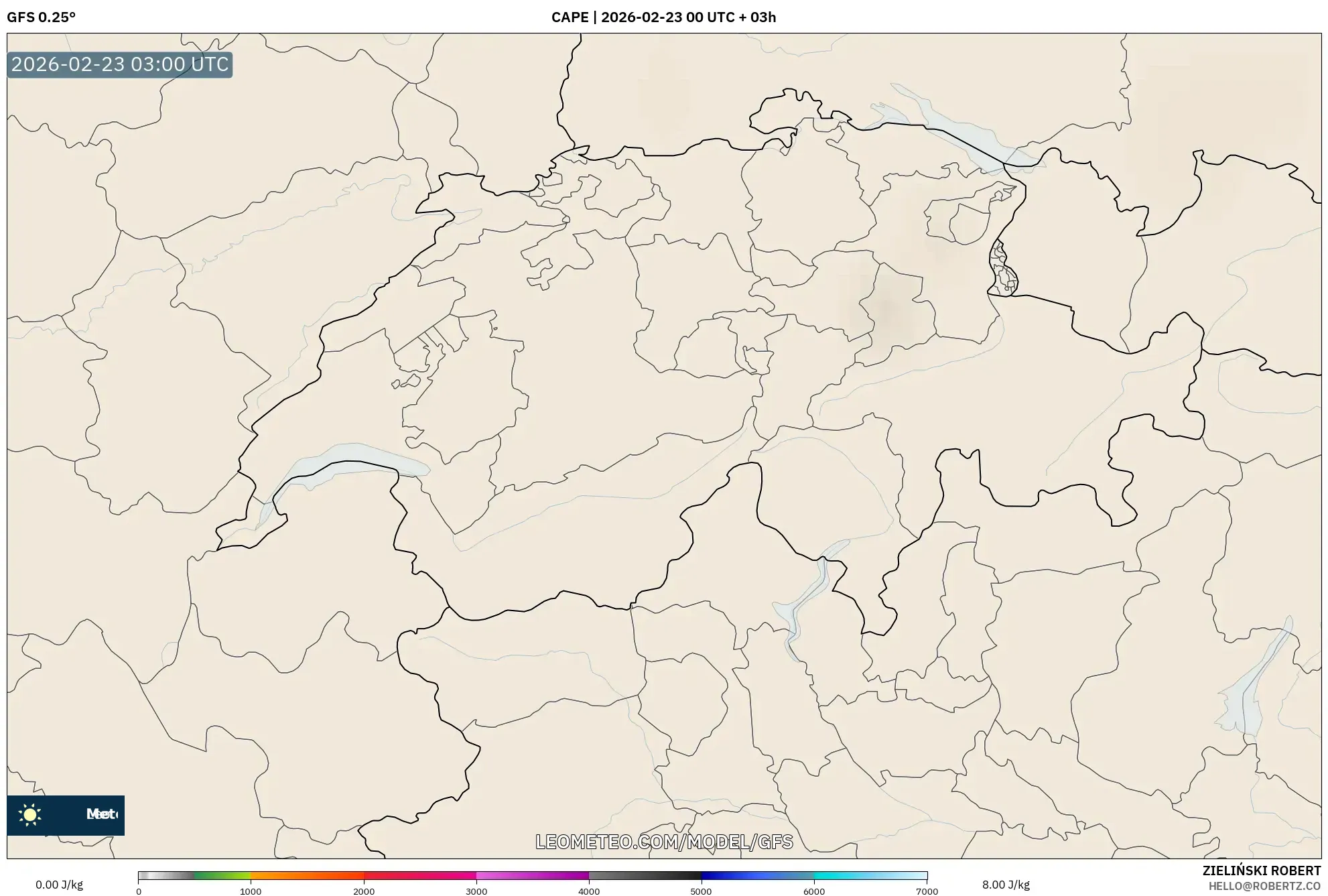GFS model - سويسرا, CAPE