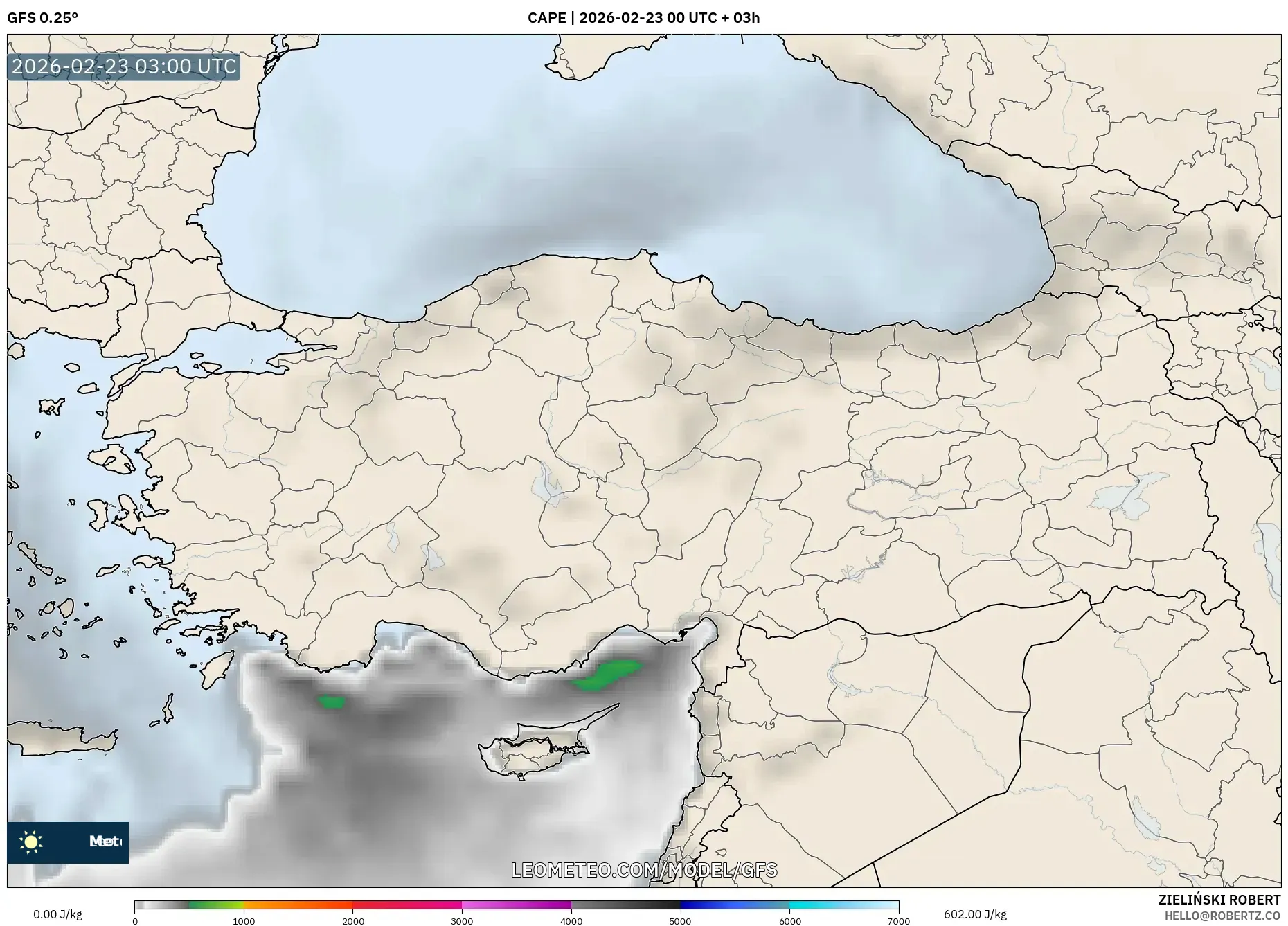GFS model - تركيا, CAPE