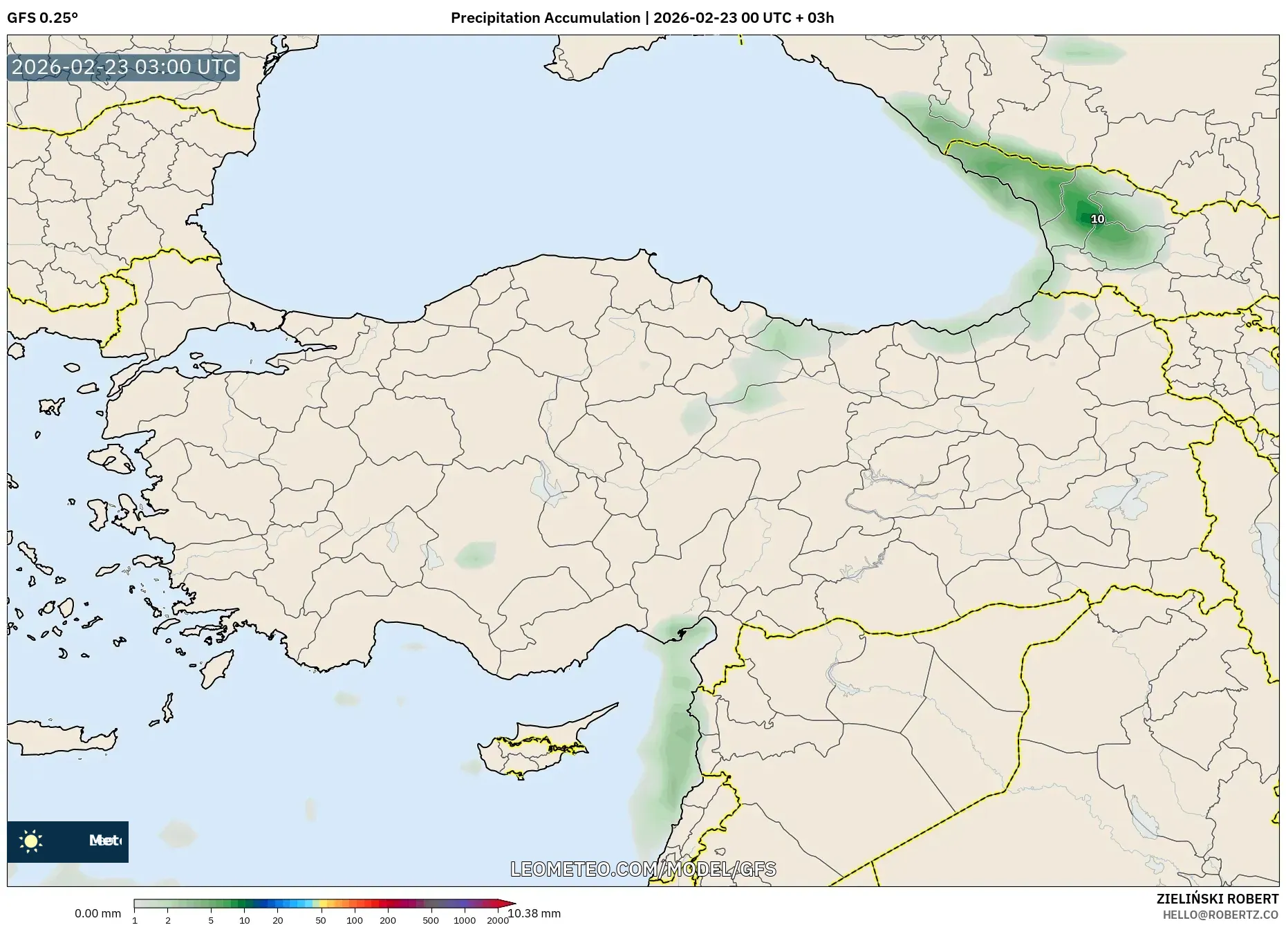GFS model - تركيا, تراكم الهطول