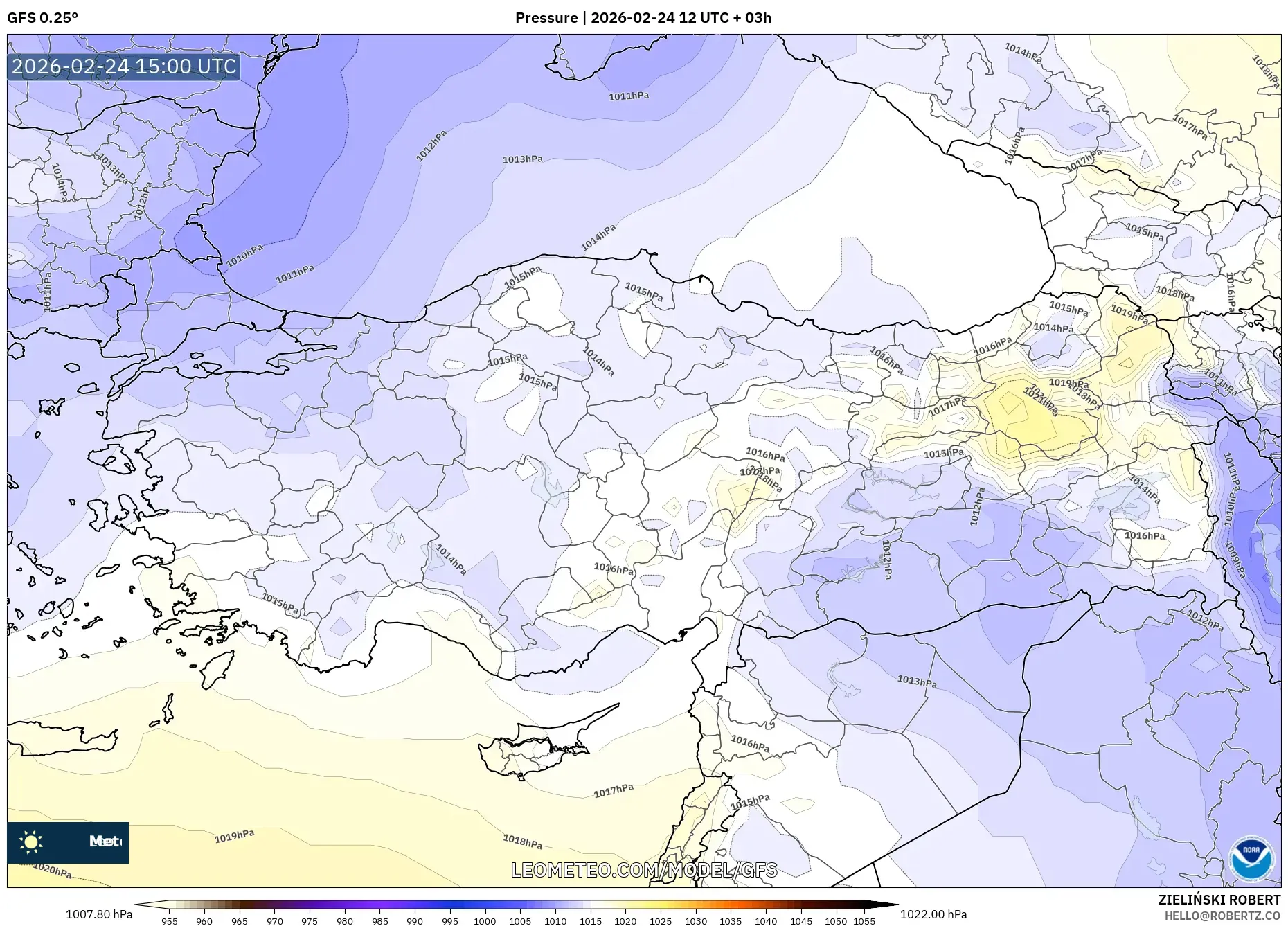GFS model - Turkey, Pressure