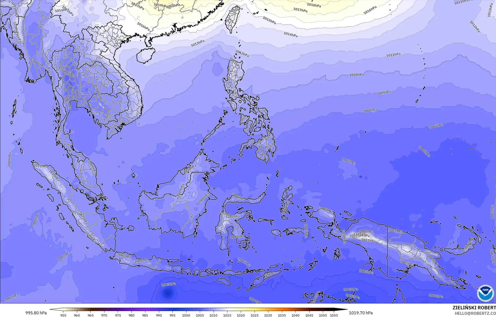 GFS model - South East Asia, Pressure