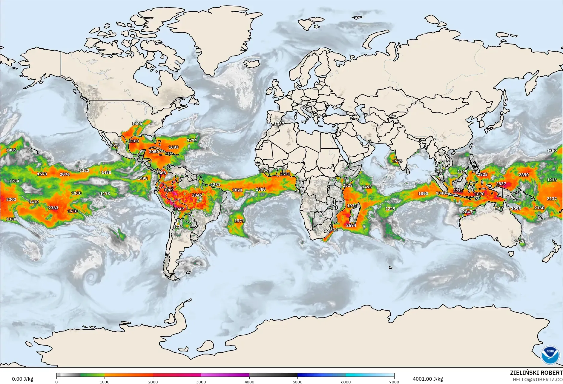 GFS model - World, CAPE