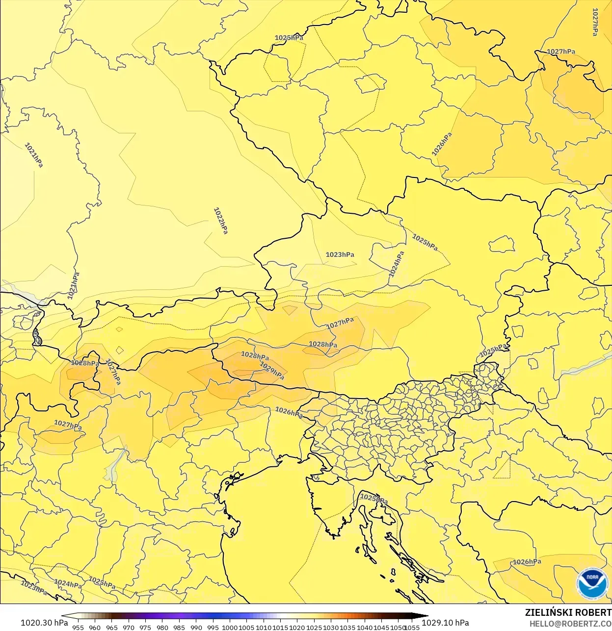GFS model - Austria, Pressure