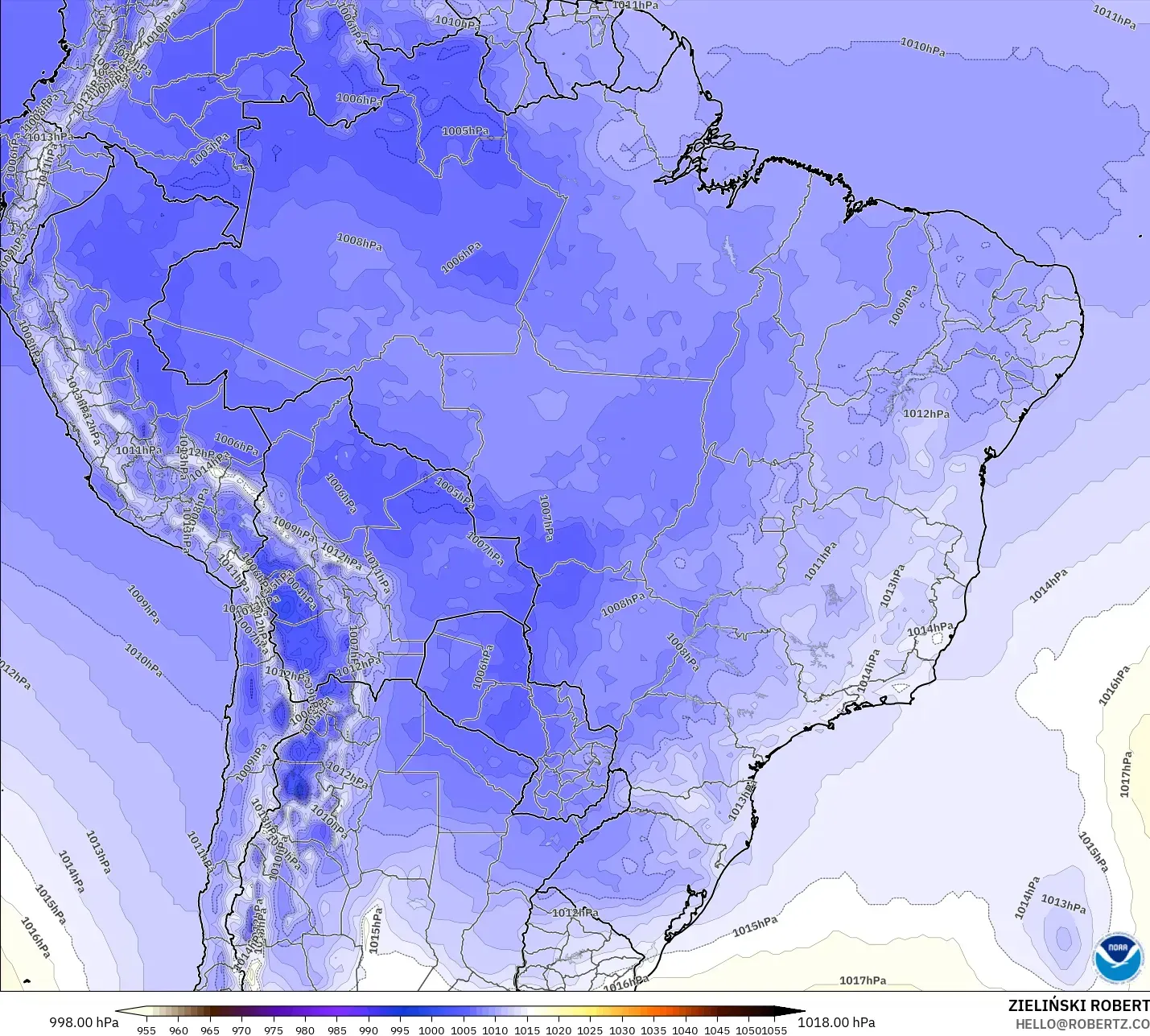 GFS model - Brazil, Pressure