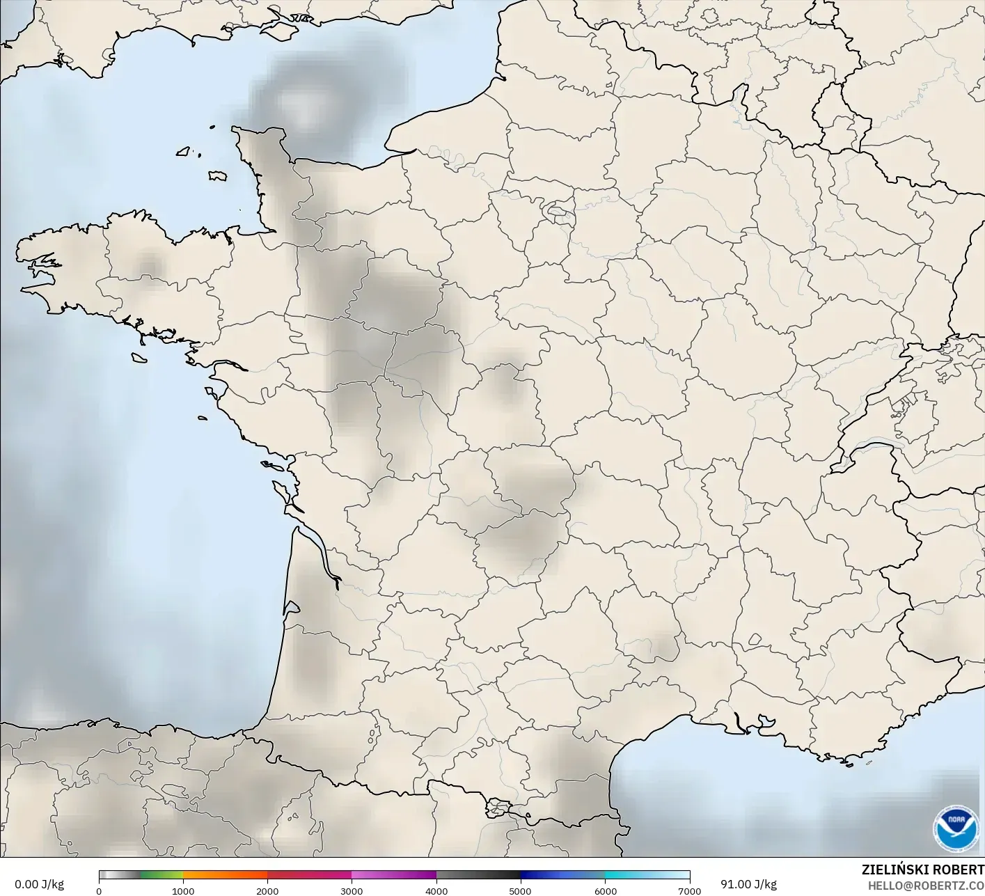 GFS model - France, CAPE