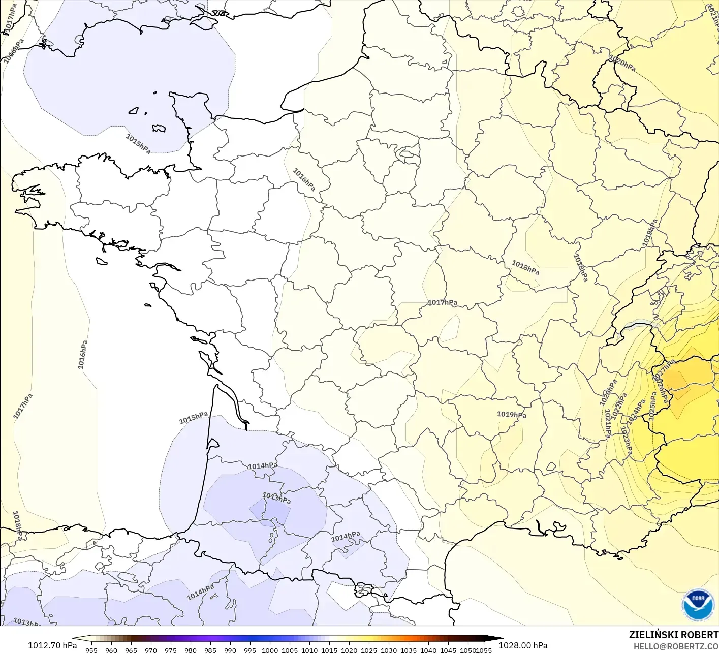 GFS model - France, Pressure