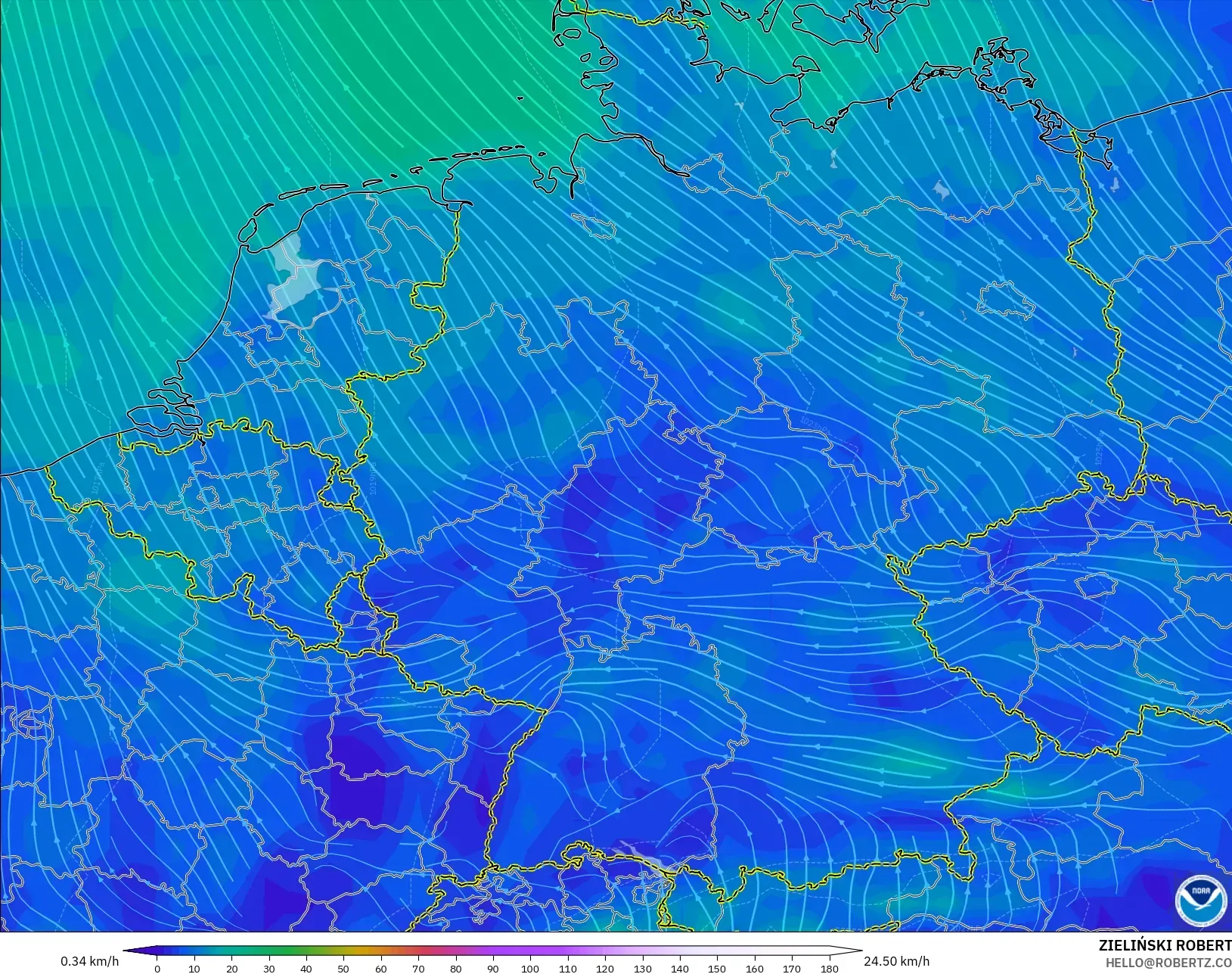 GFS model - Germany, Wind at 10m