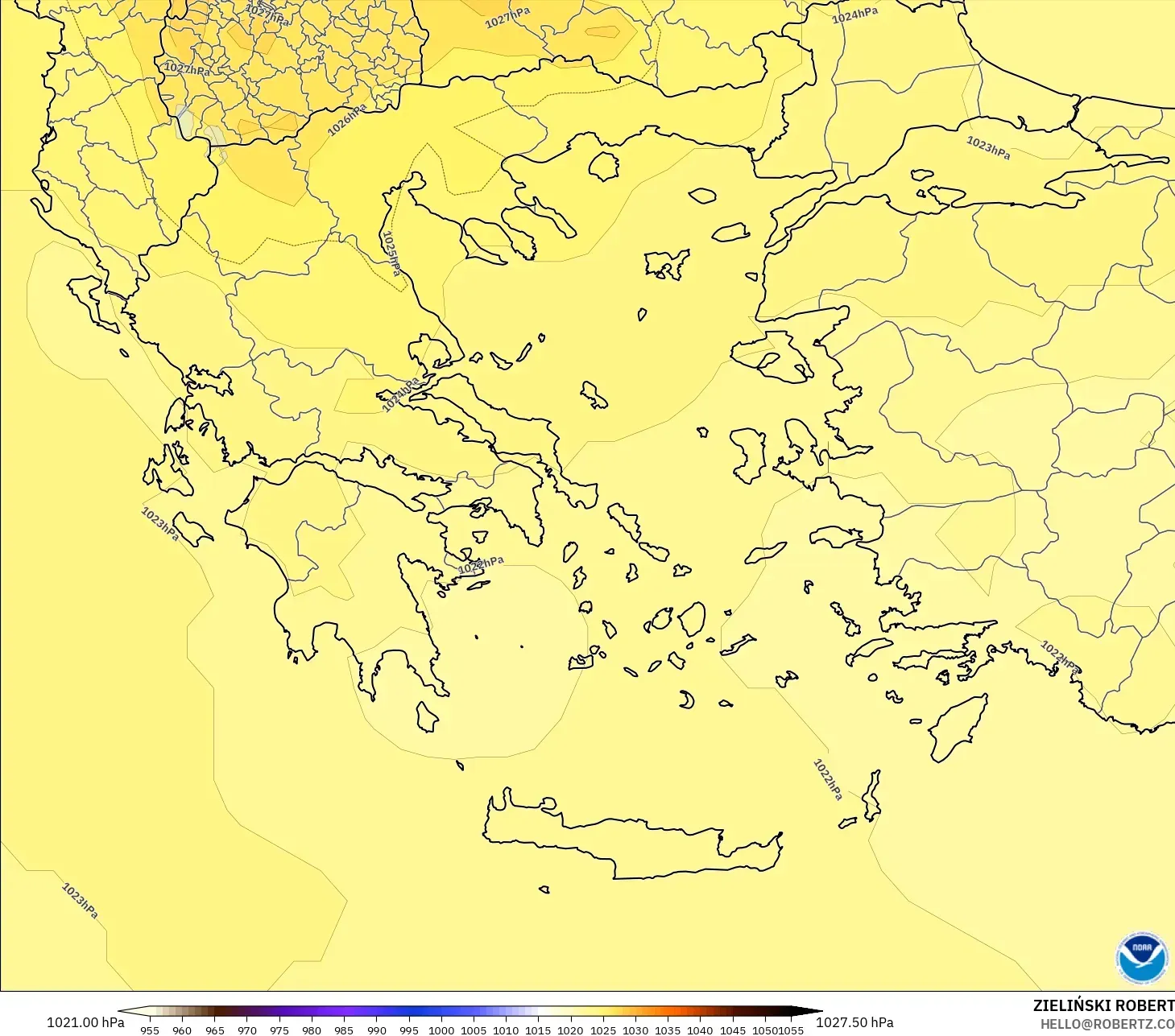 GFS model - Greece, Pressure