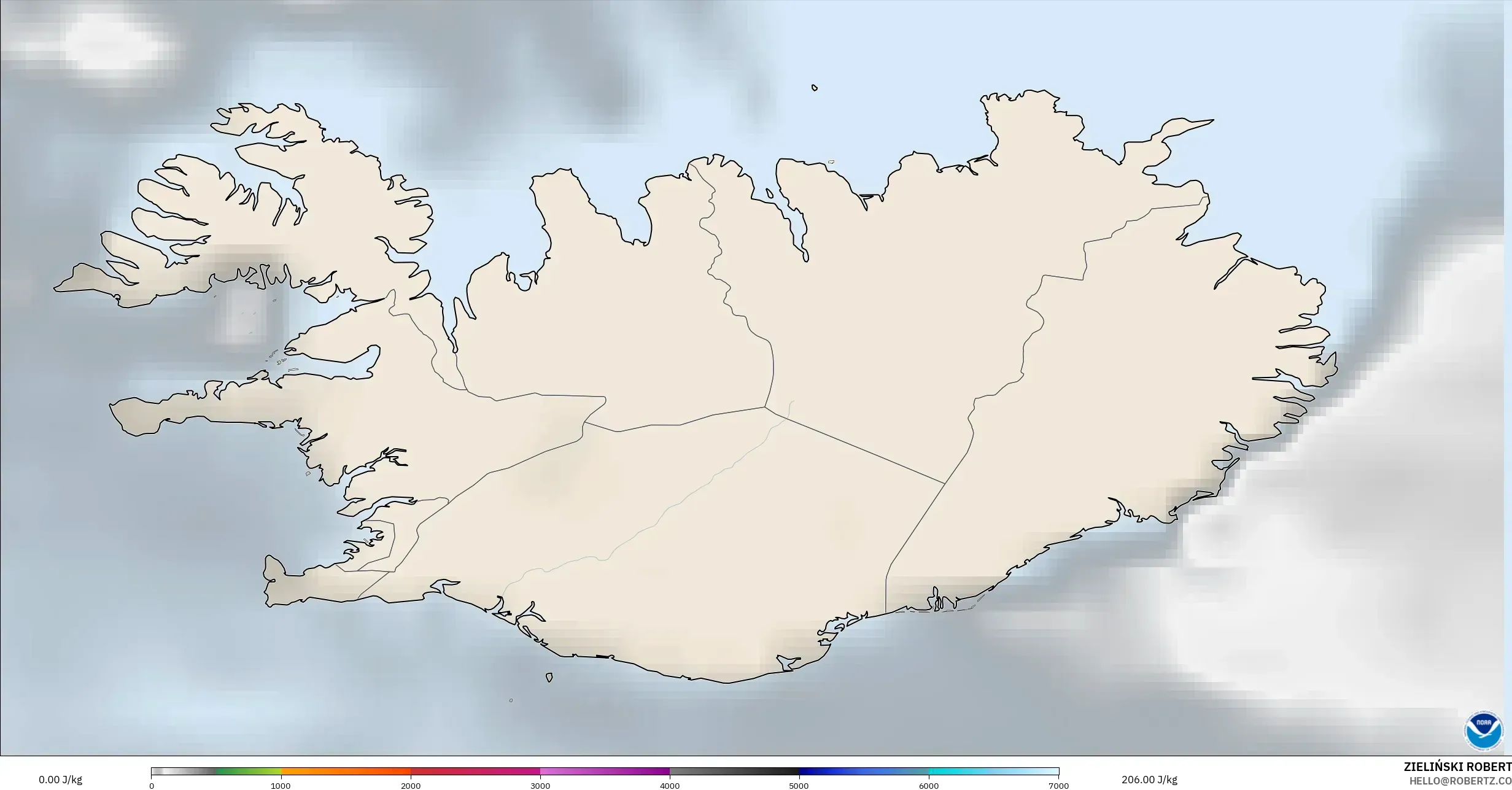 GFS model - Iceland, CAPE