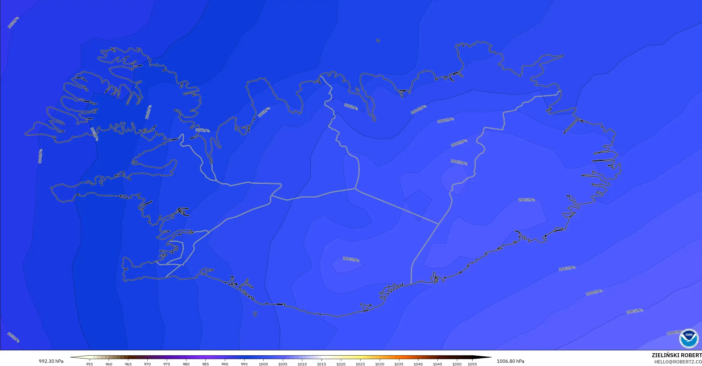 GFS model - Iceland, Pressure