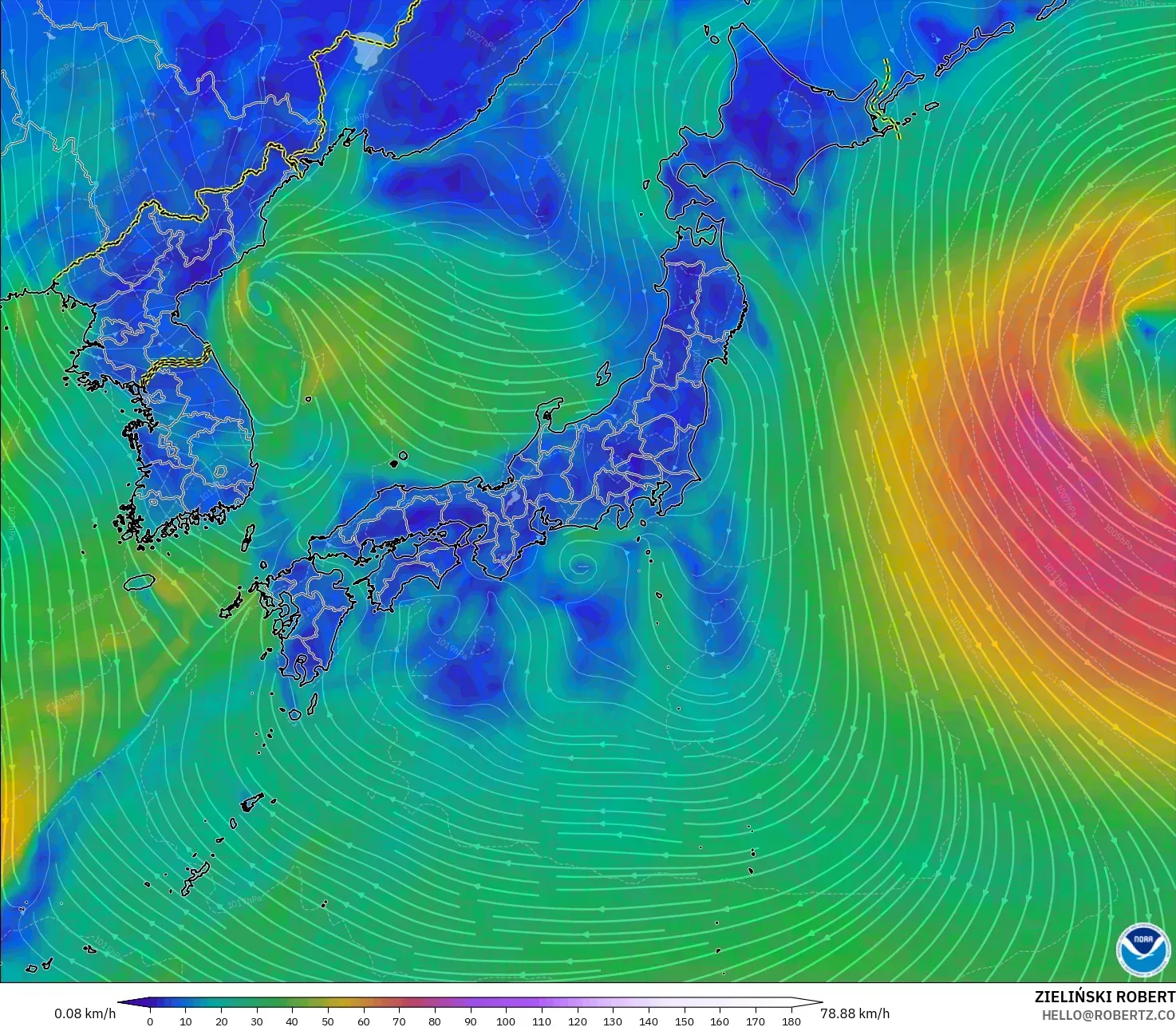 GFS model - Japan, Wind at 10m