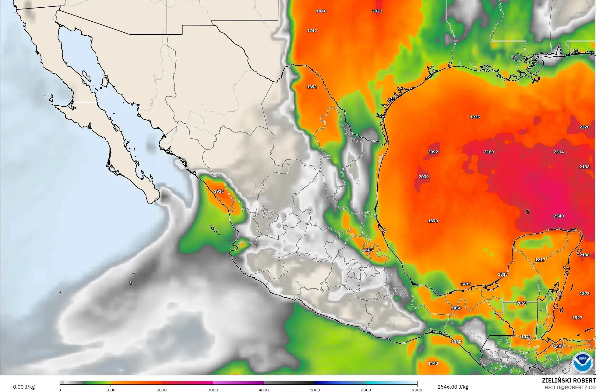 GFS model - Mexico, CAPE