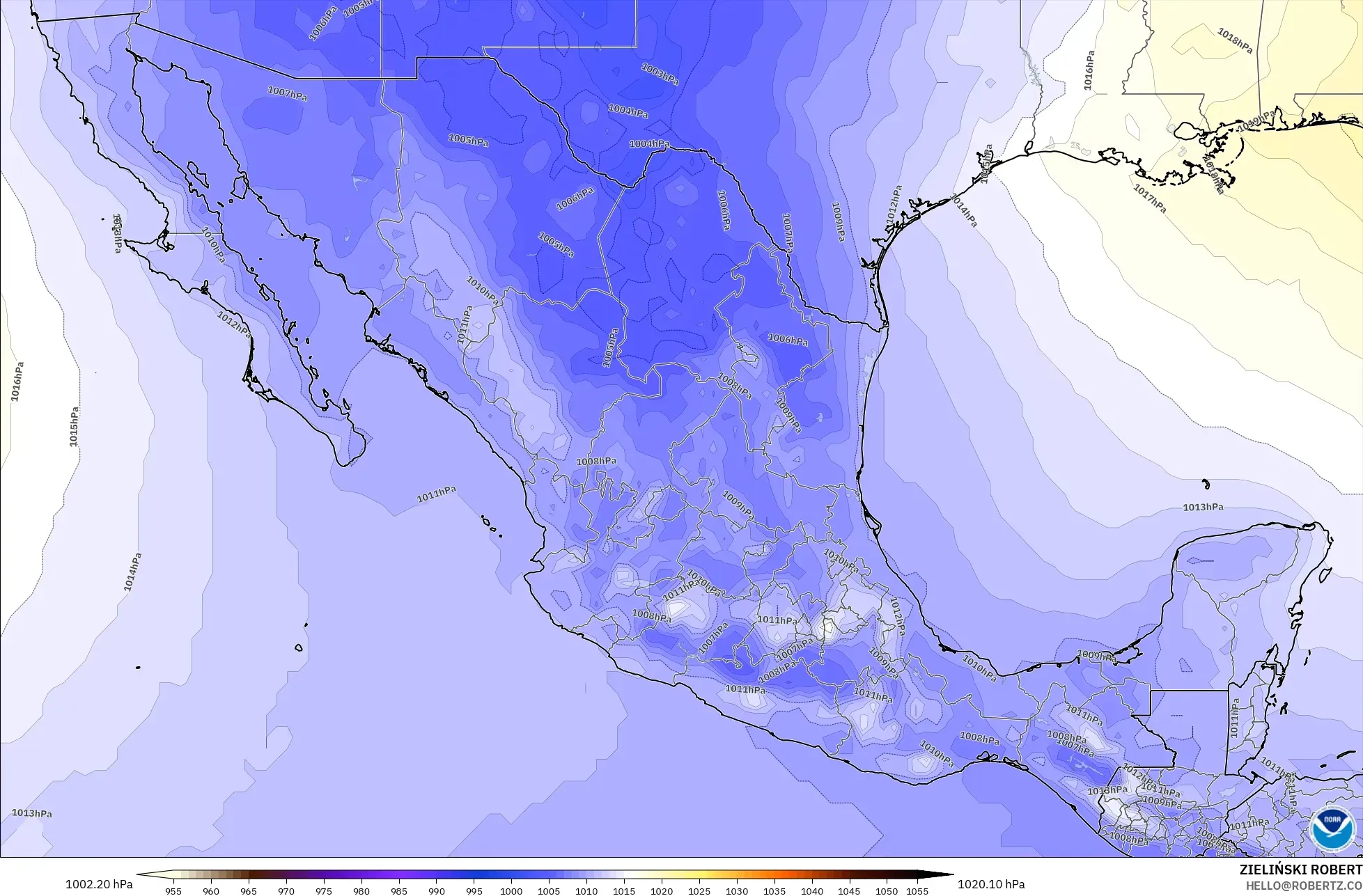 GFS model - Mexico, Pressure